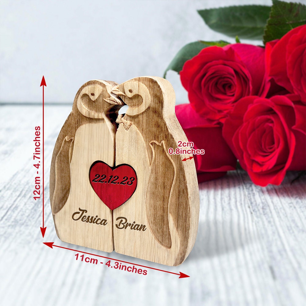 Personalized Wooden Penguin Family Puzzle