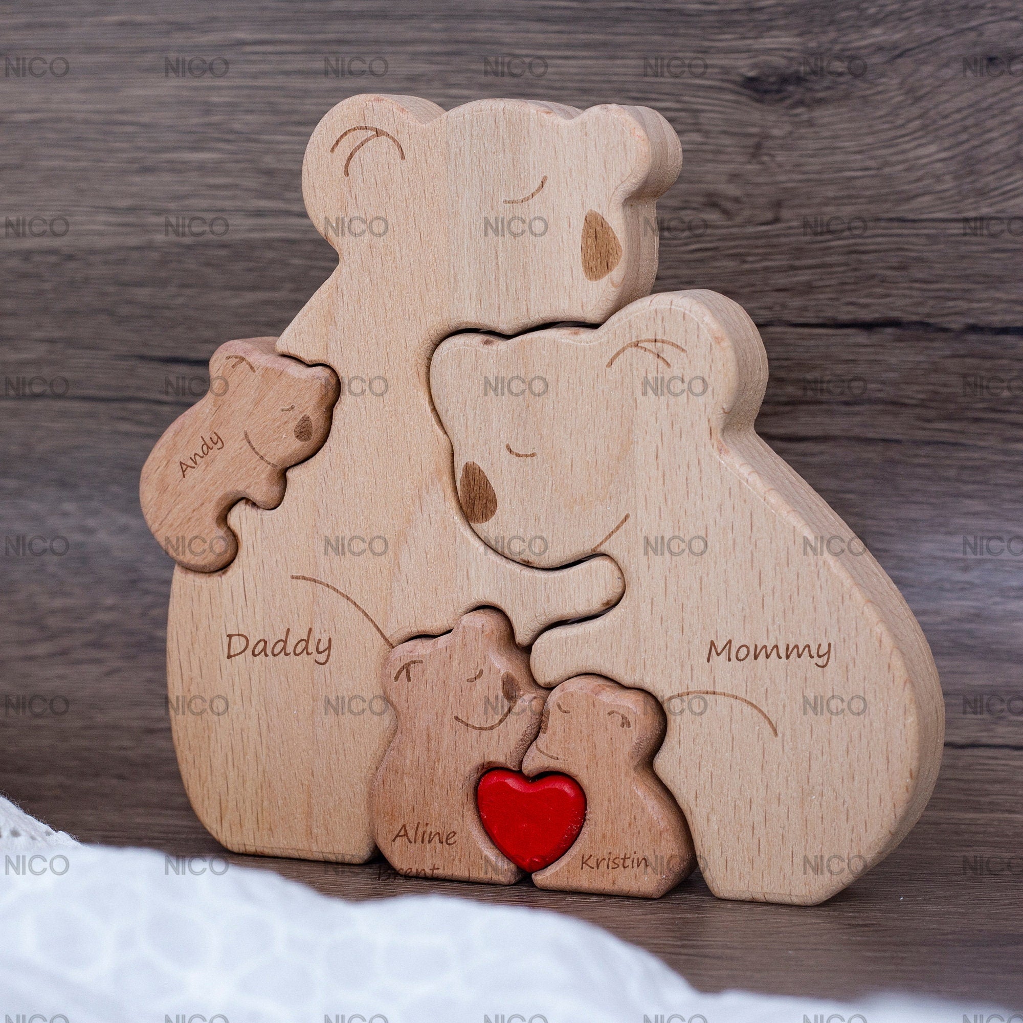 Wooden koalas Family Puzzle - Personalized Gifts