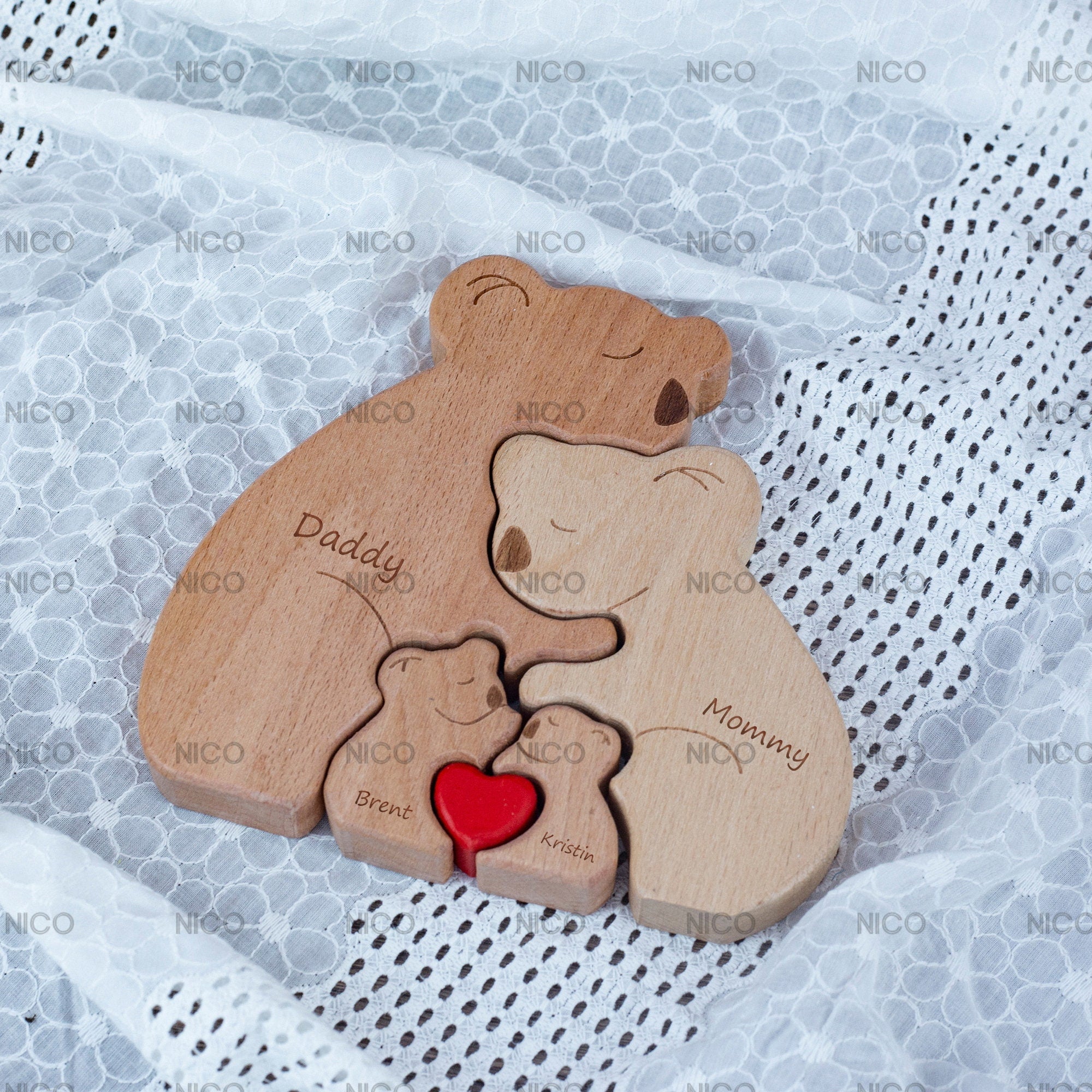 Wooden koalas Family Puzzle - Personalized Gifts