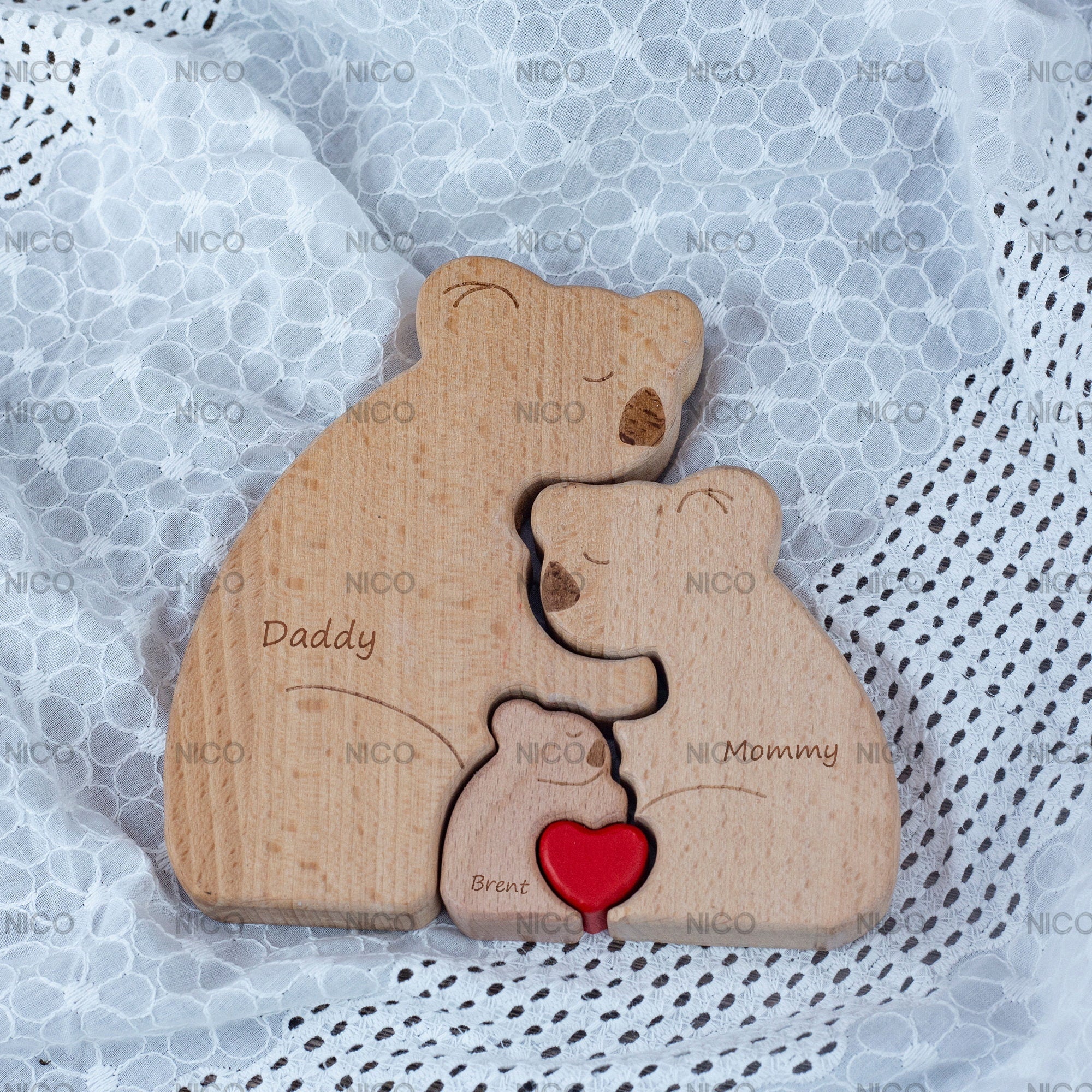 Wooden koalas Family Puzzle - Personalized Gifts