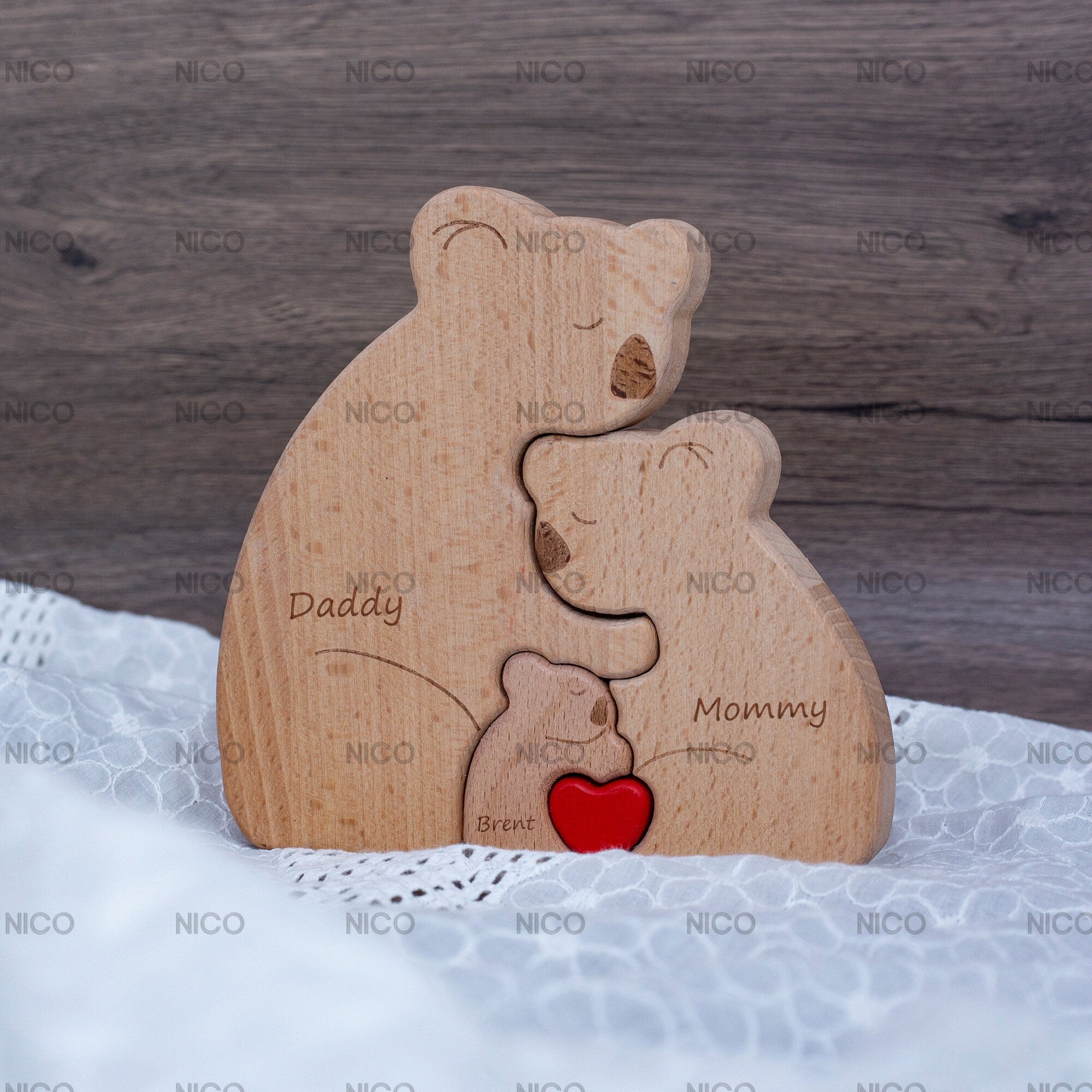 Wooden koalas Family Puzzle - Personalized Gifts