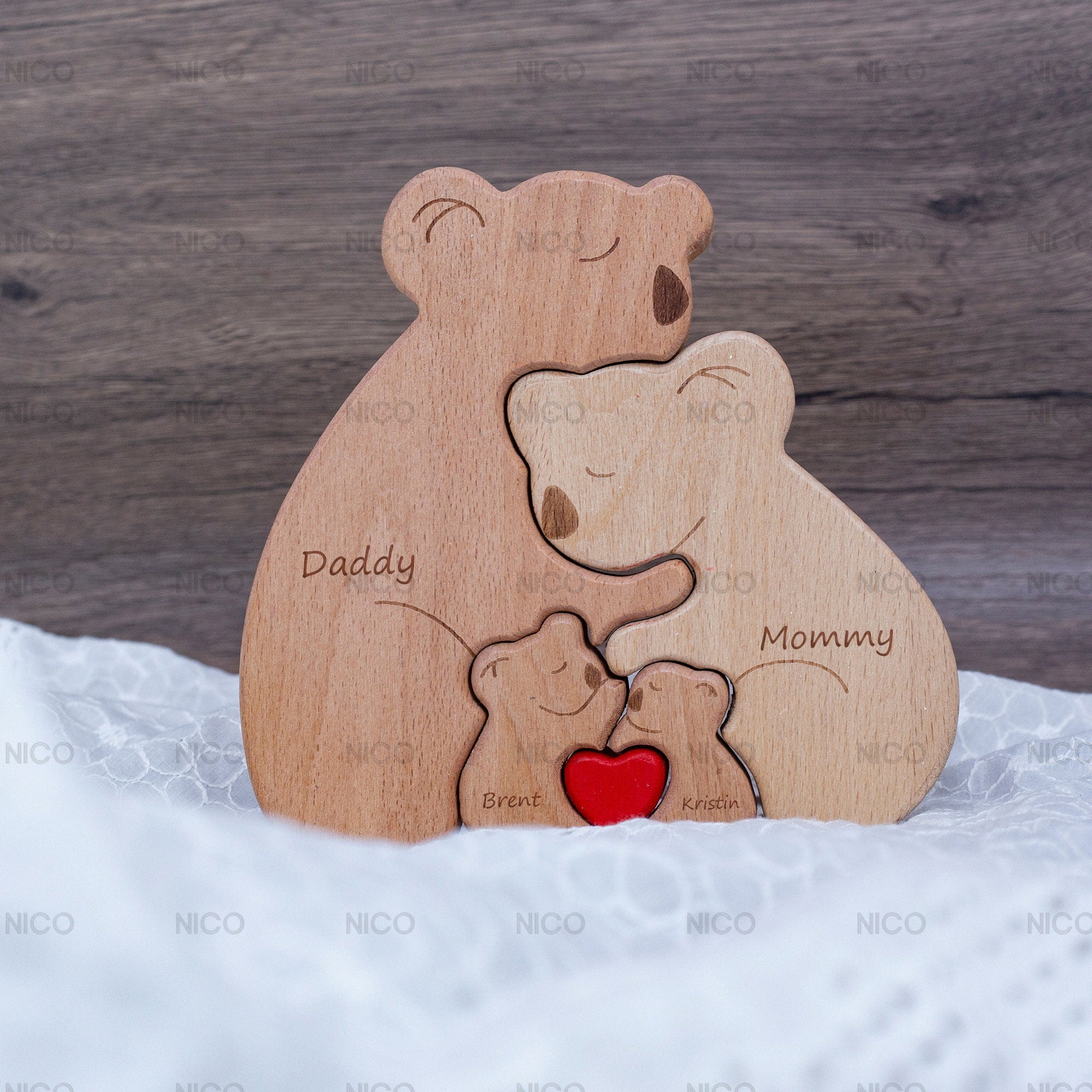 Wooden koalas Family Puzzle - Personalized Gifts