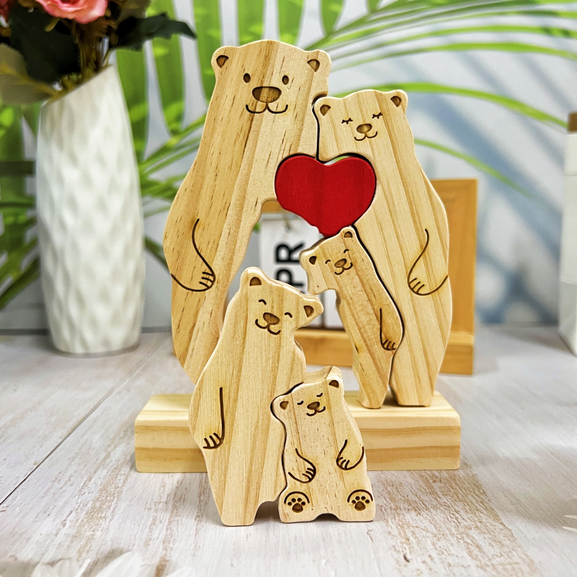 Personalized Family Wooden Hug Bears Puzzle
