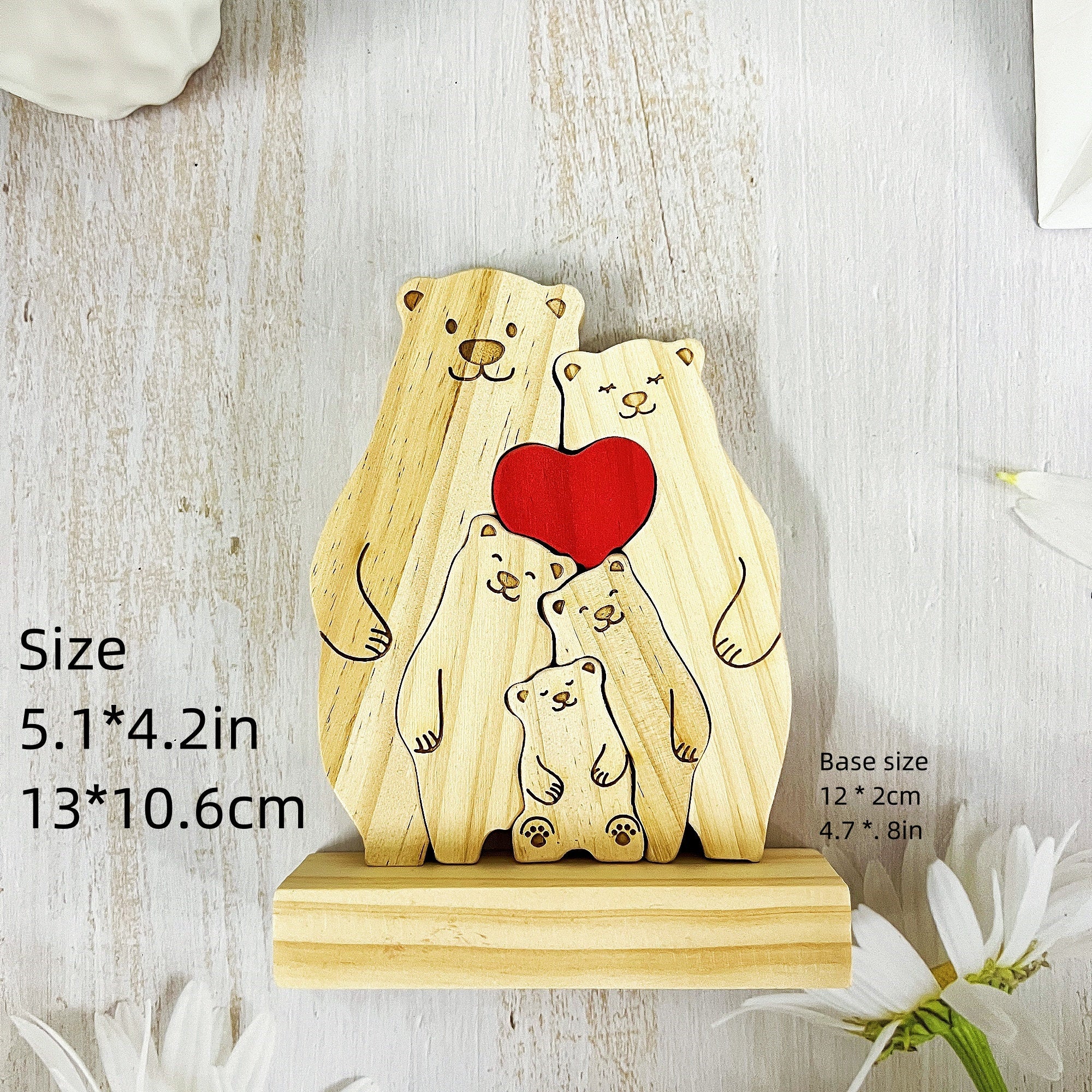 Personalized Family Wooden Hug Bears Puzzle