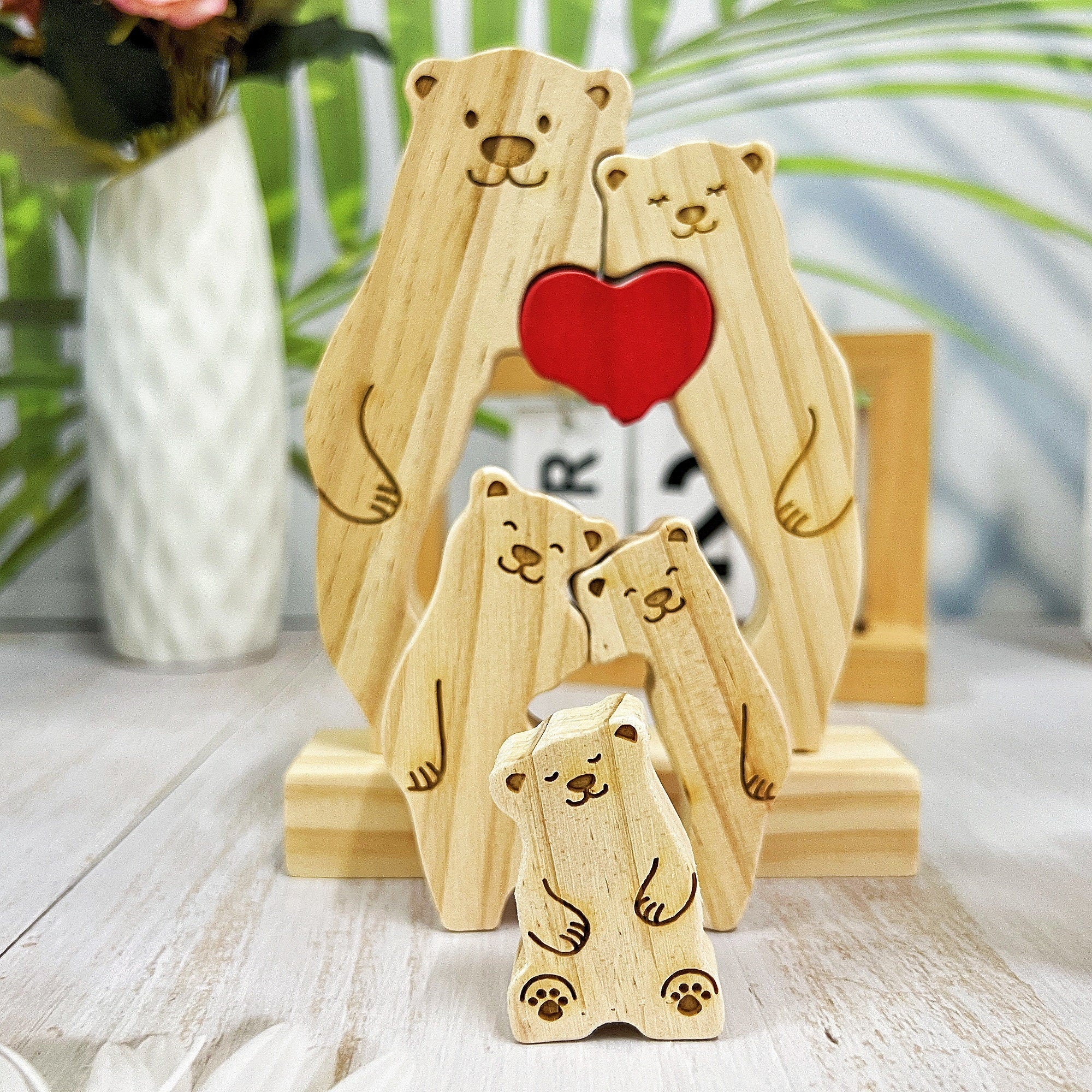 Personalized Family Wooden Hug Bears Puzzle