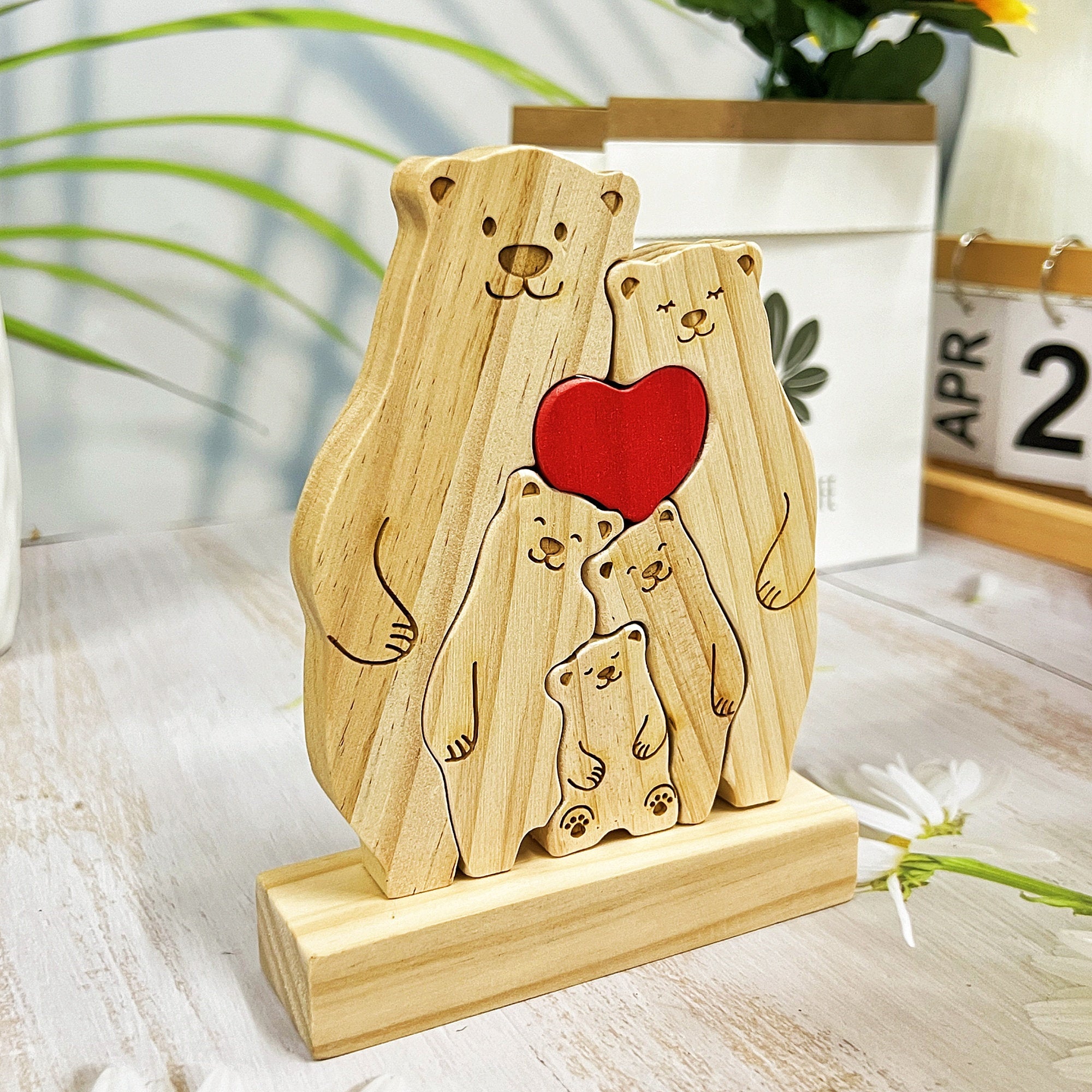 Personalized Family Wooden Hug Bears Puzzle