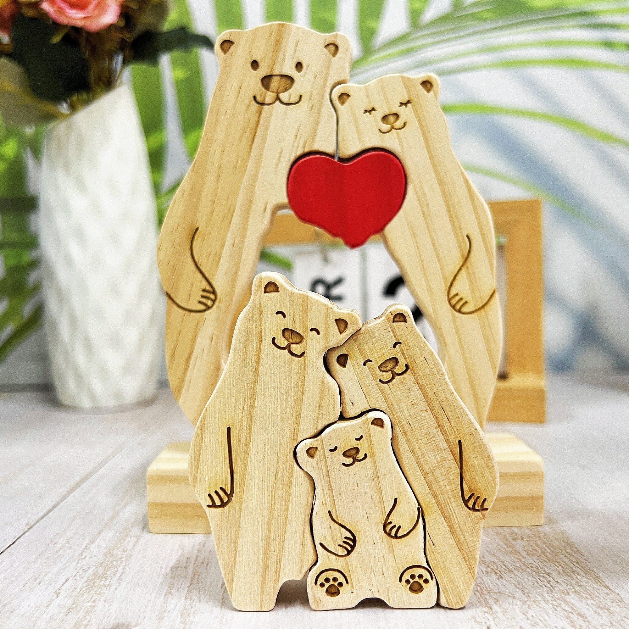 Personalized Family Wooden Hug Bears Puzzle