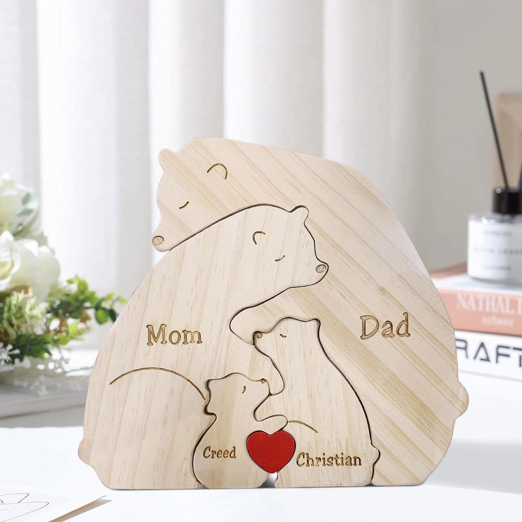 Personalized Wooden Bear Family Puzzle