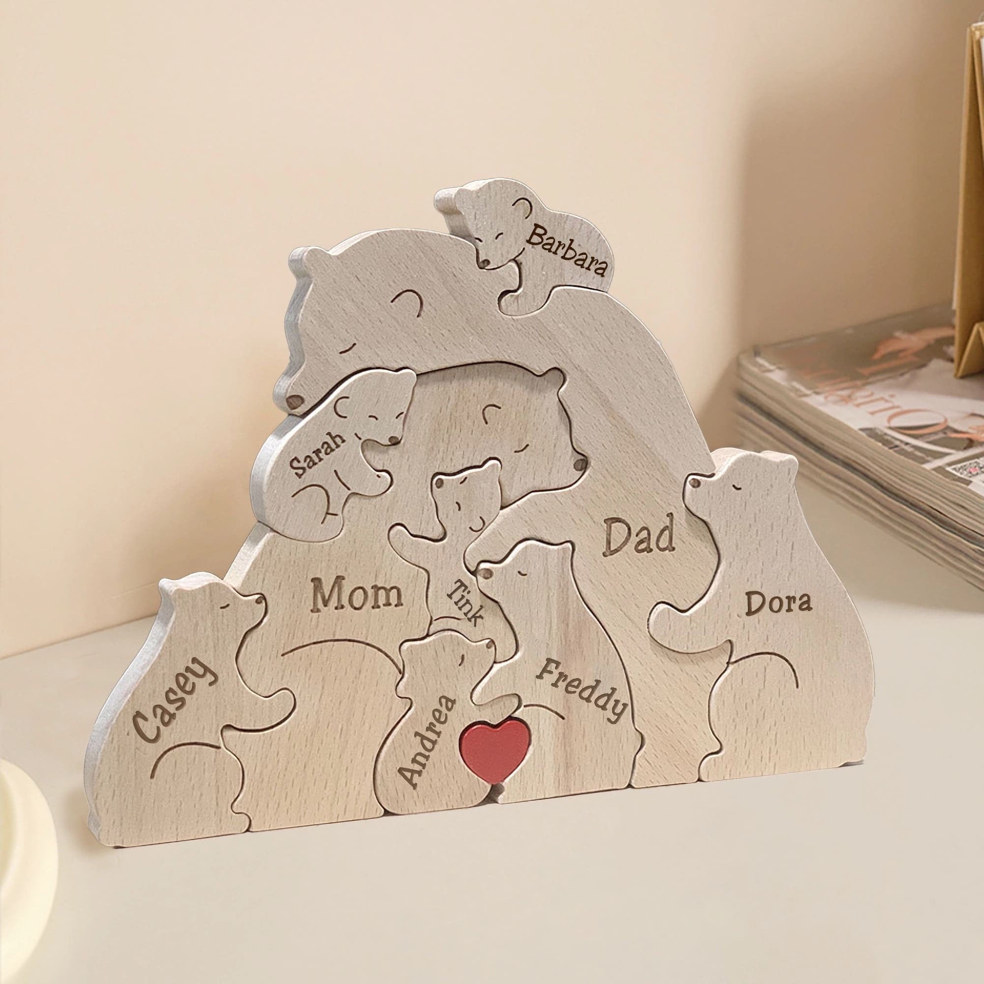 Personalized Wooden Bear Family Puzzle