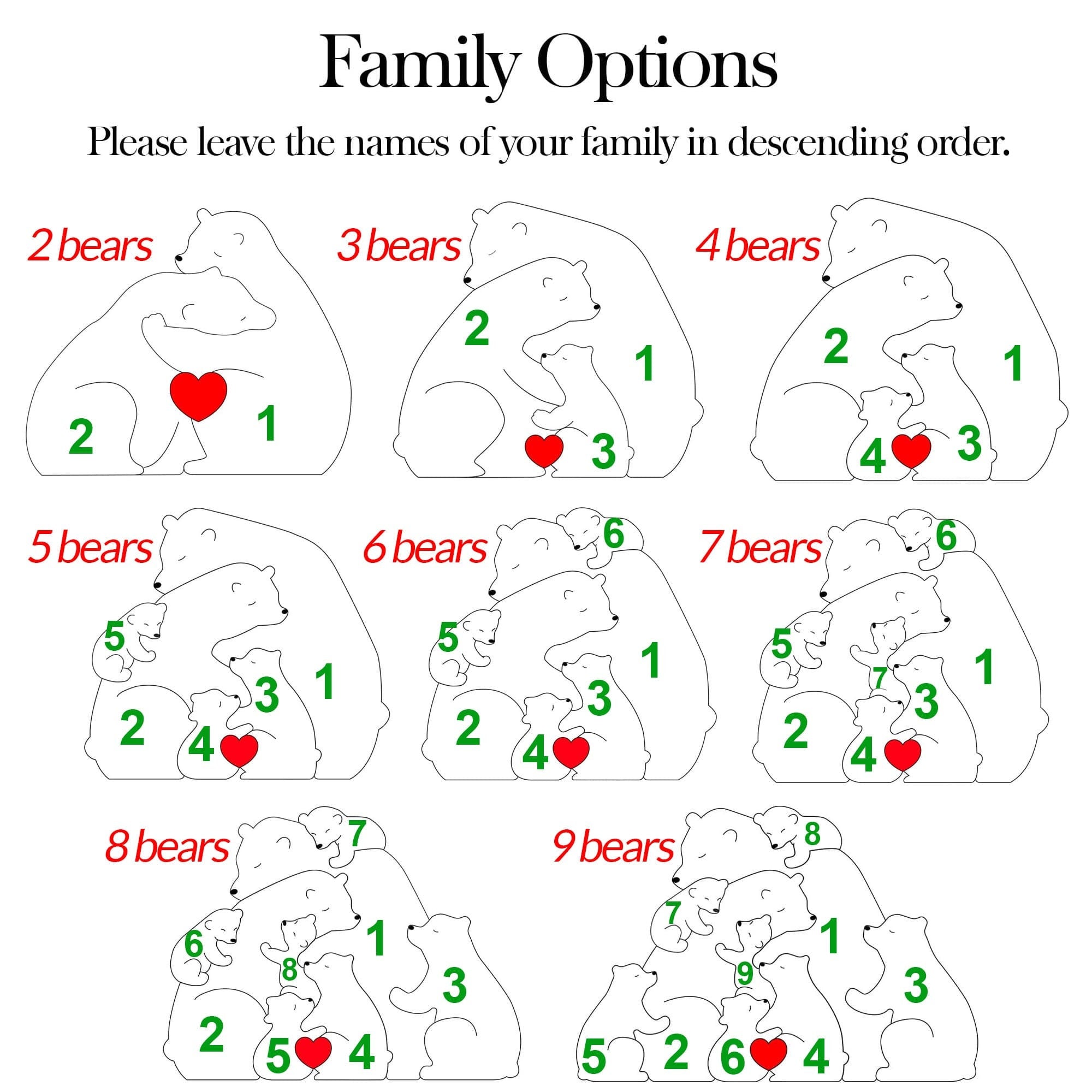 Personalized Wooden Bear Family Puzzle