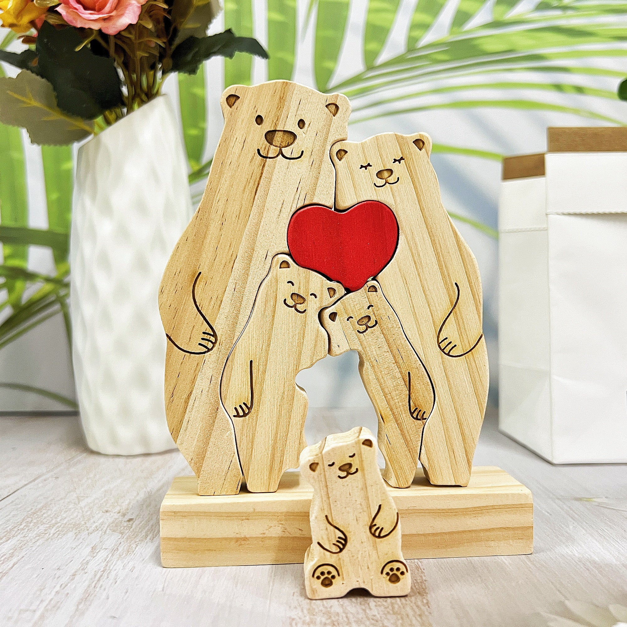 Personalized Family Wooden Hug Bears Puzzle