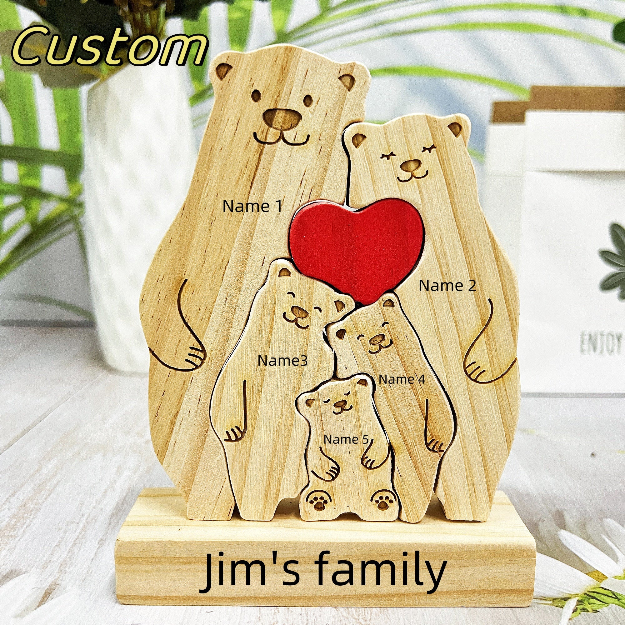 Personalized Family Wooden Hug Bears Puzzle