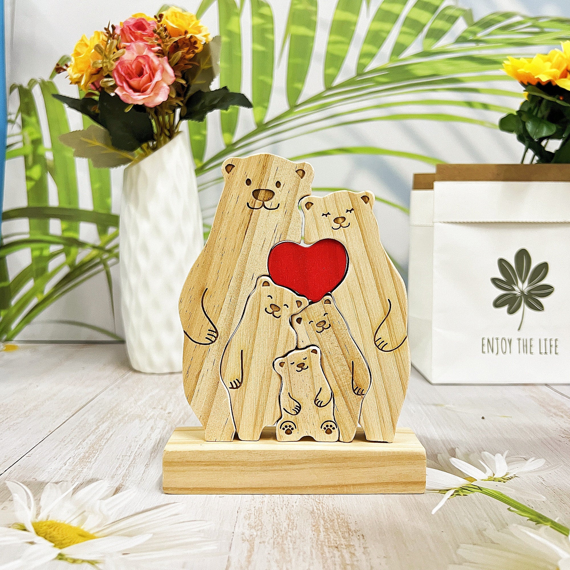 Personalized Family Wooden Hug Bears Puzzle