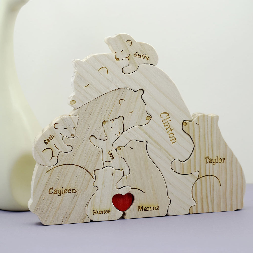 Personalized Wooden Bear Family Puzzle