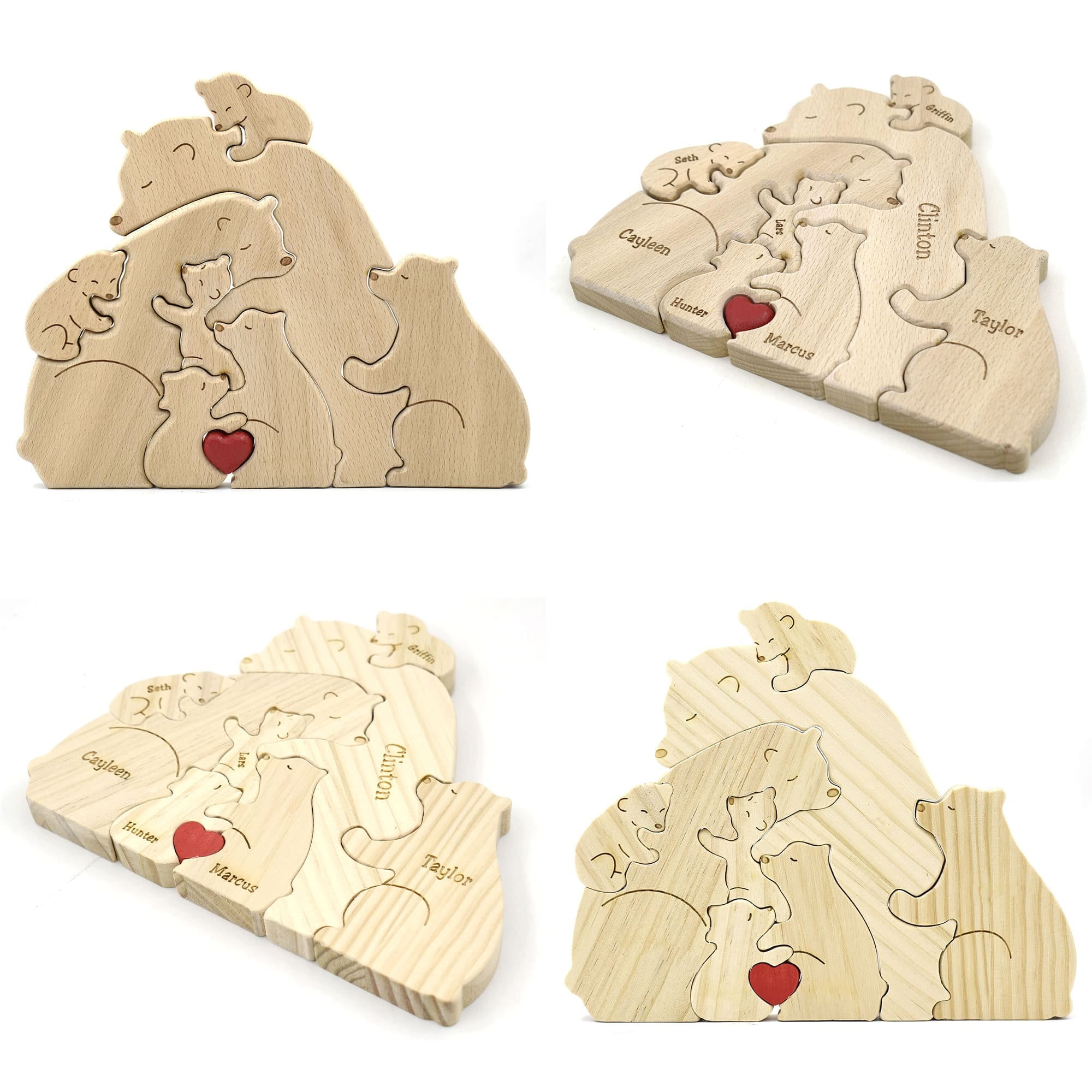Personalized Wooden Bear Family Puzzle