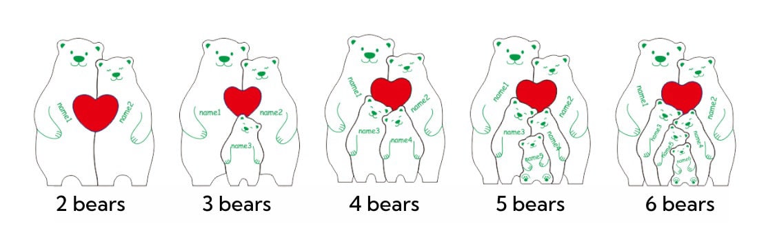 Personalized Family Wooden Hug Bears Puzzle