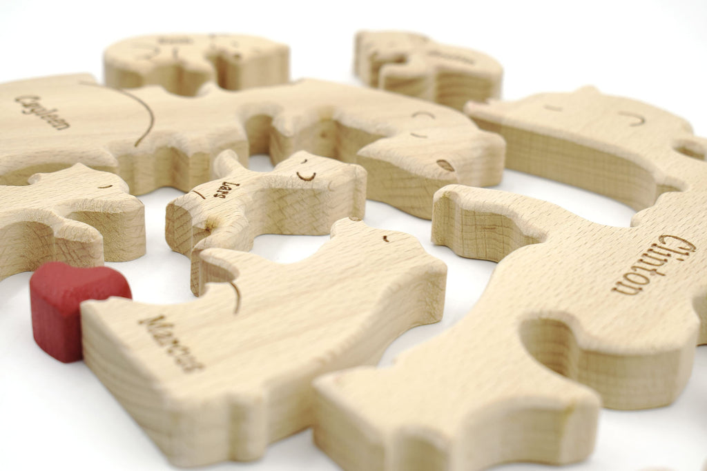 Personalized Wooden Bear Family Puzzle