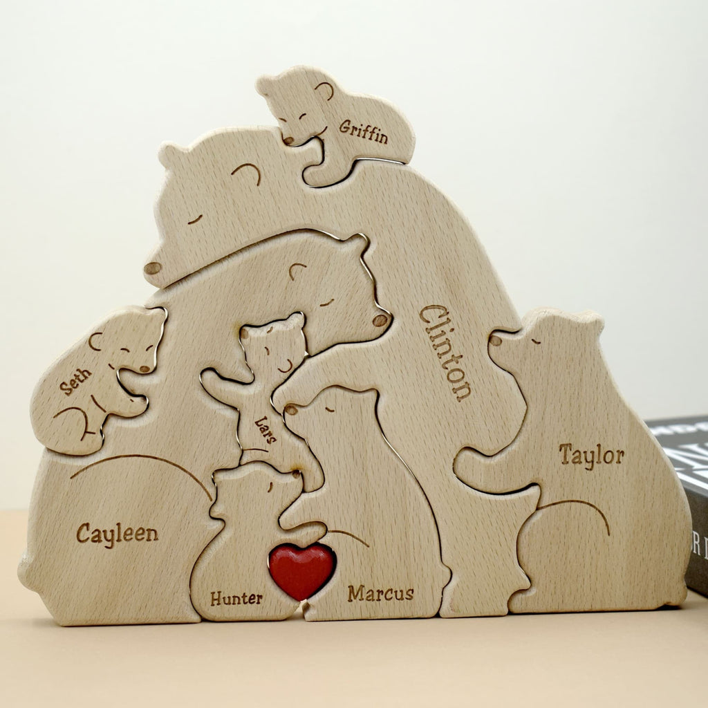 Personalized Wooden Bear Family Puzzle