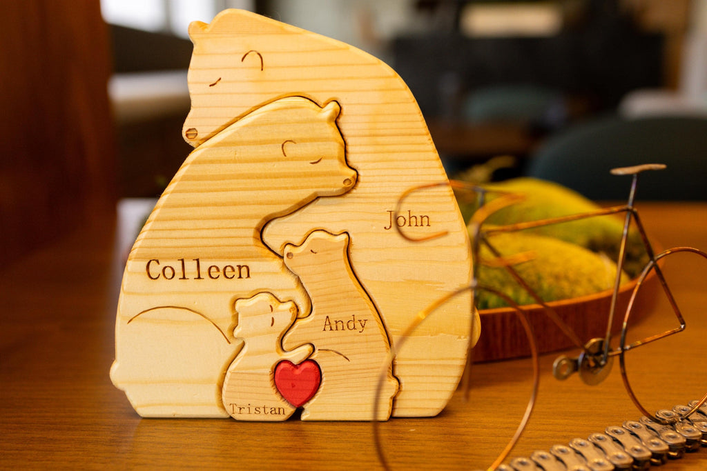 Personalized Wooden Bear Family Puzzle