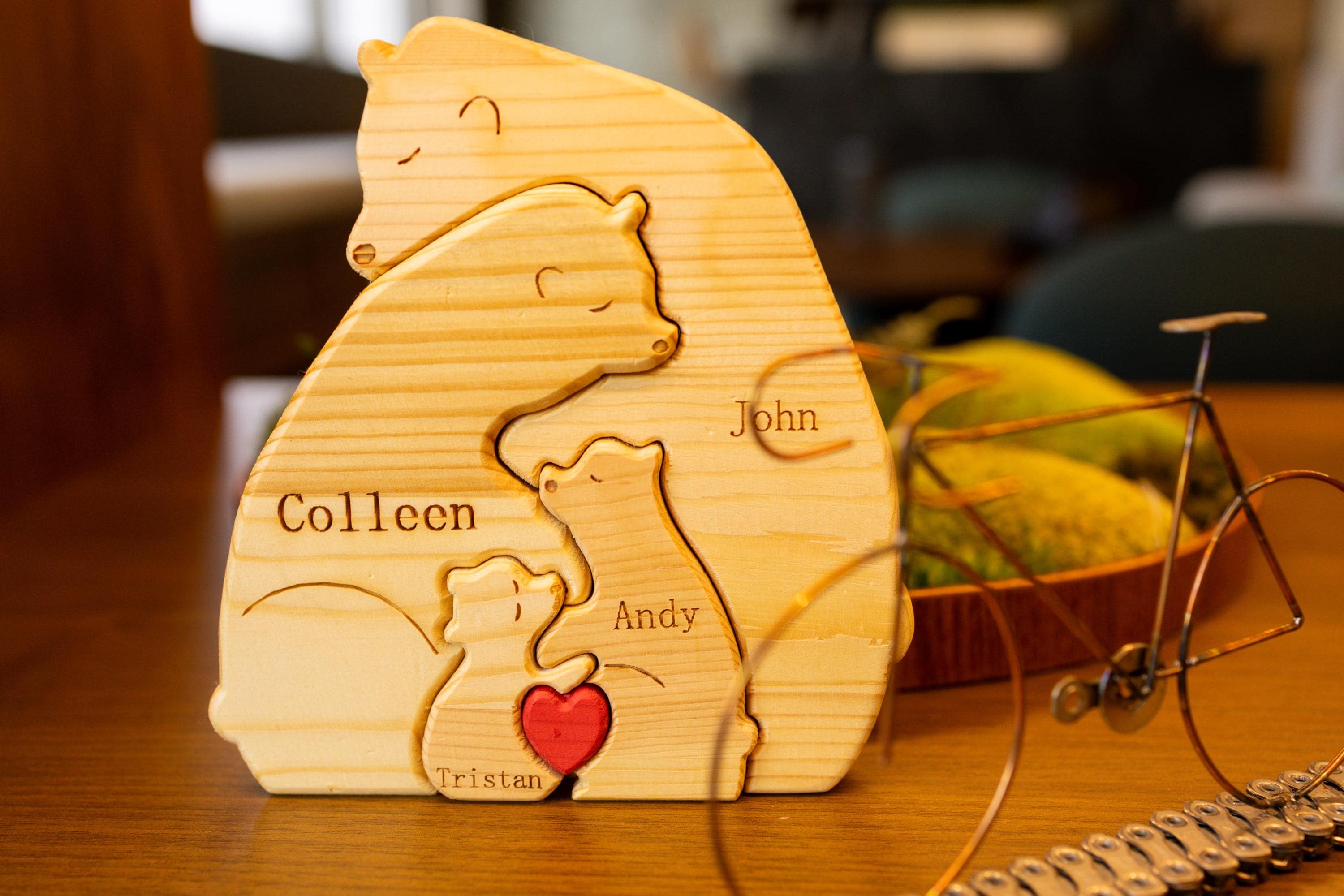 Personalized Wooden Bear Family Puzzle