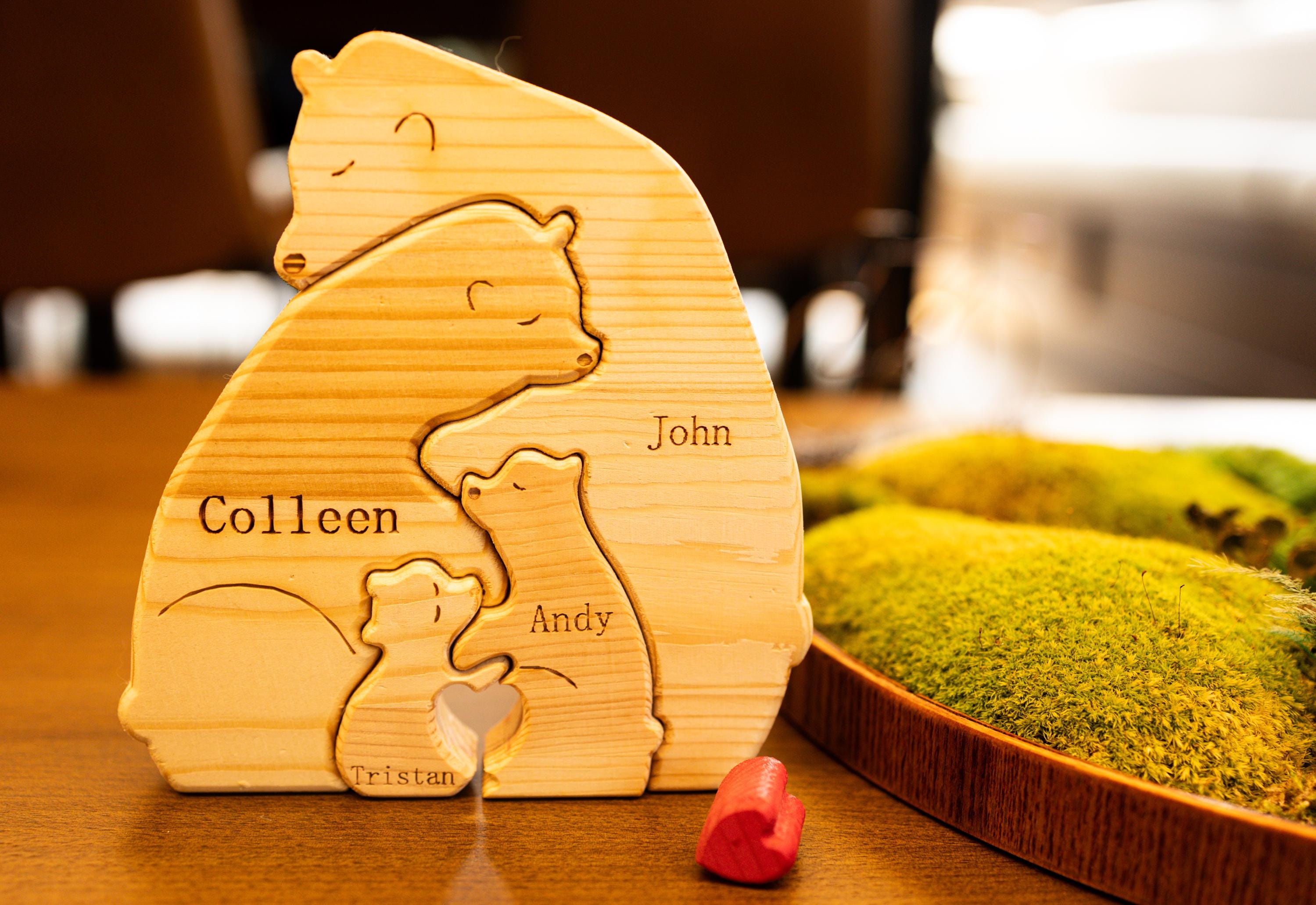 Personalized Wooden Bear Family Puzzle