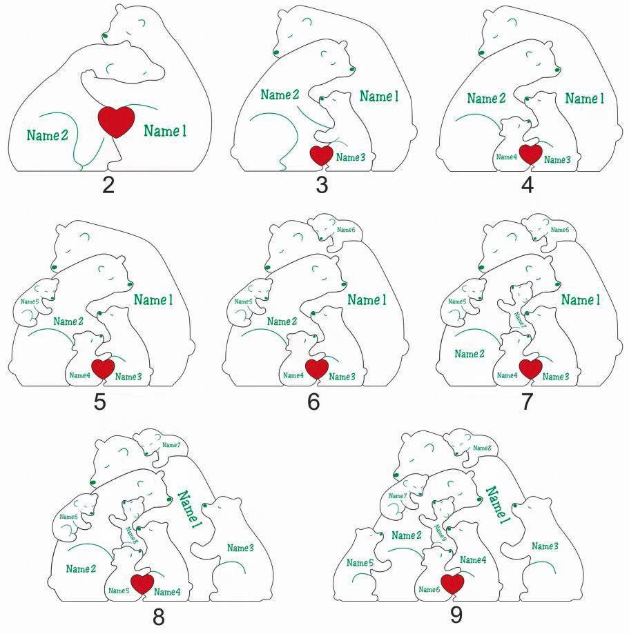 Personalized Wooden Bear Family Puzzle