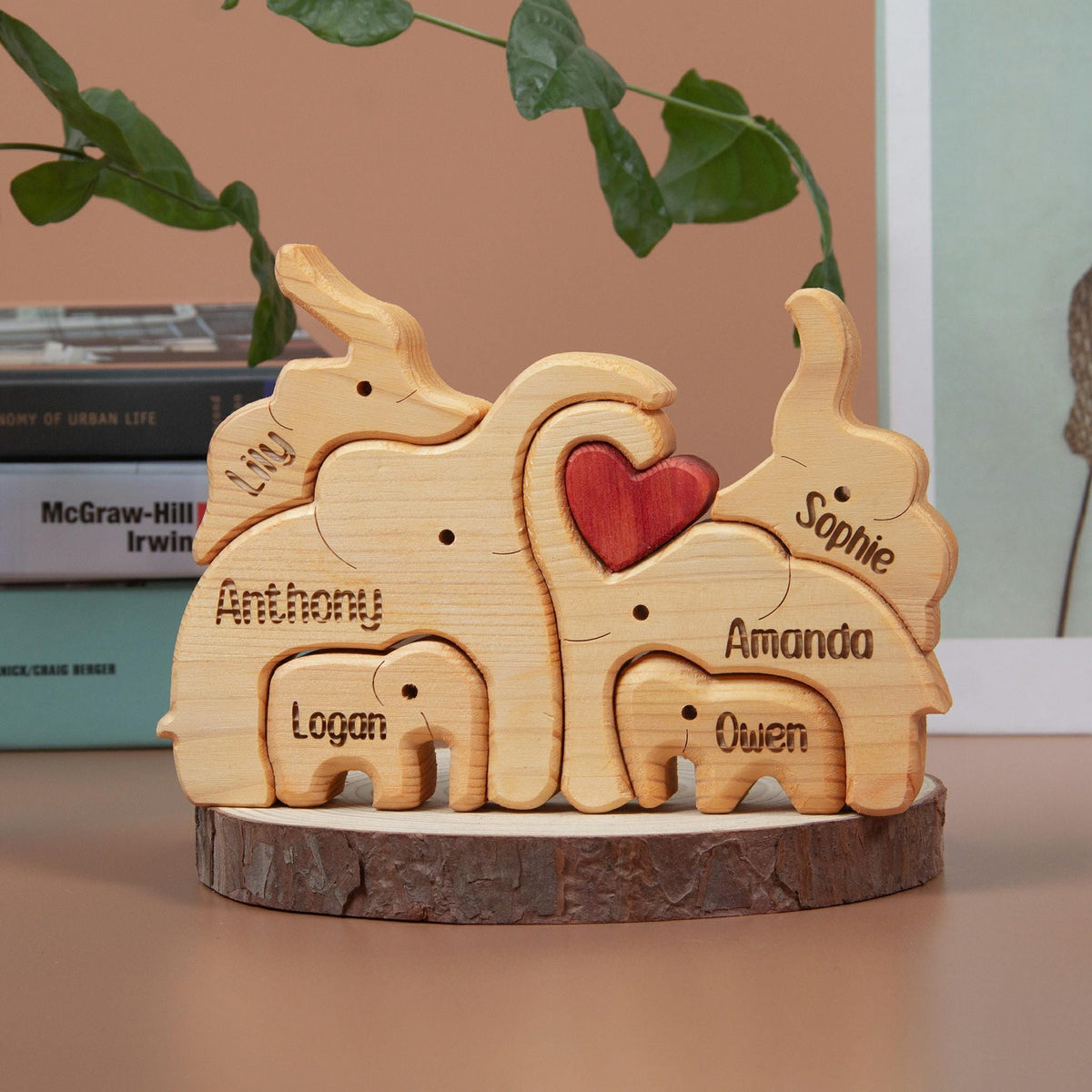 Custom Engraved Wooden Elephant Family Puzzle