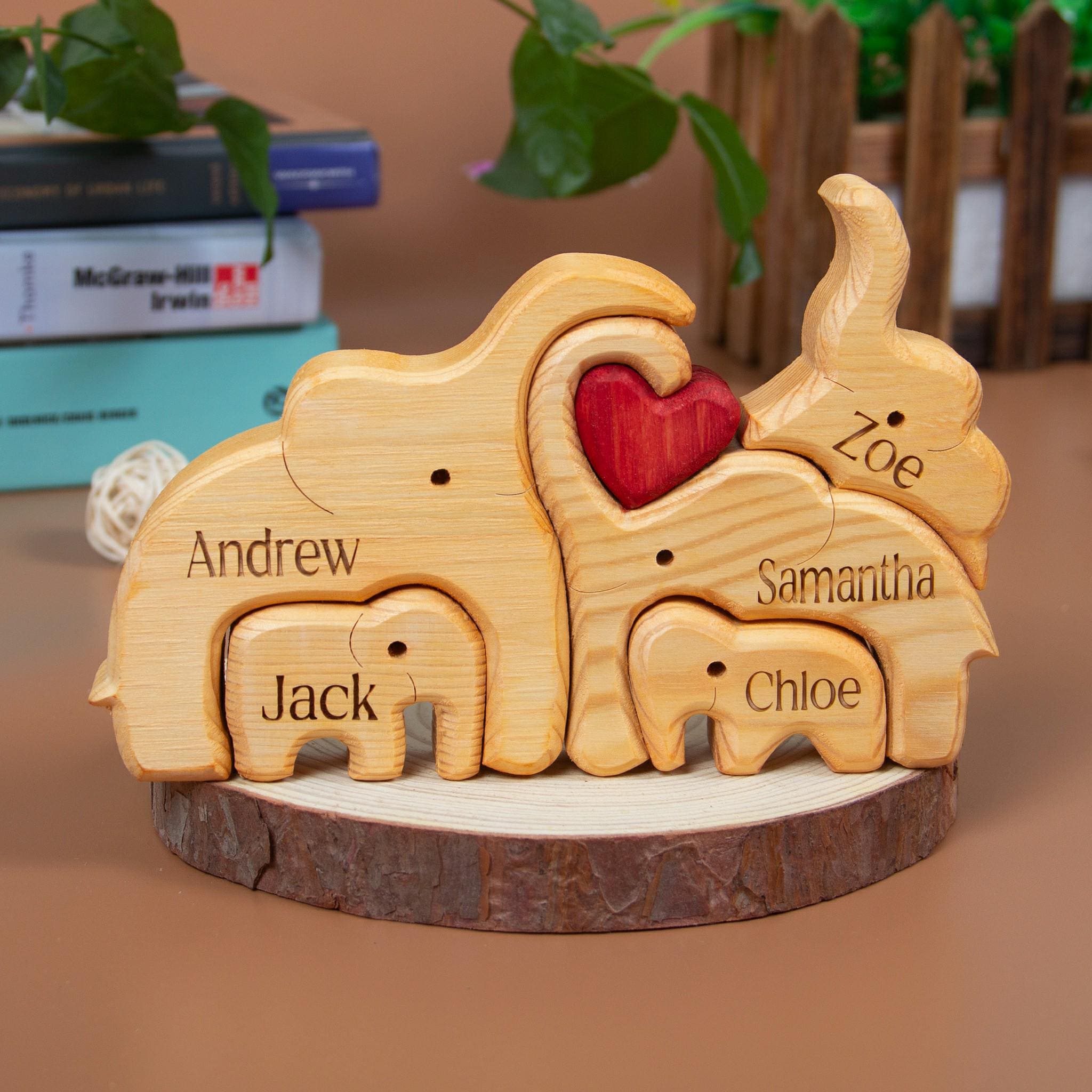 Custom Engraved Wooden Elephant Family Puzzle