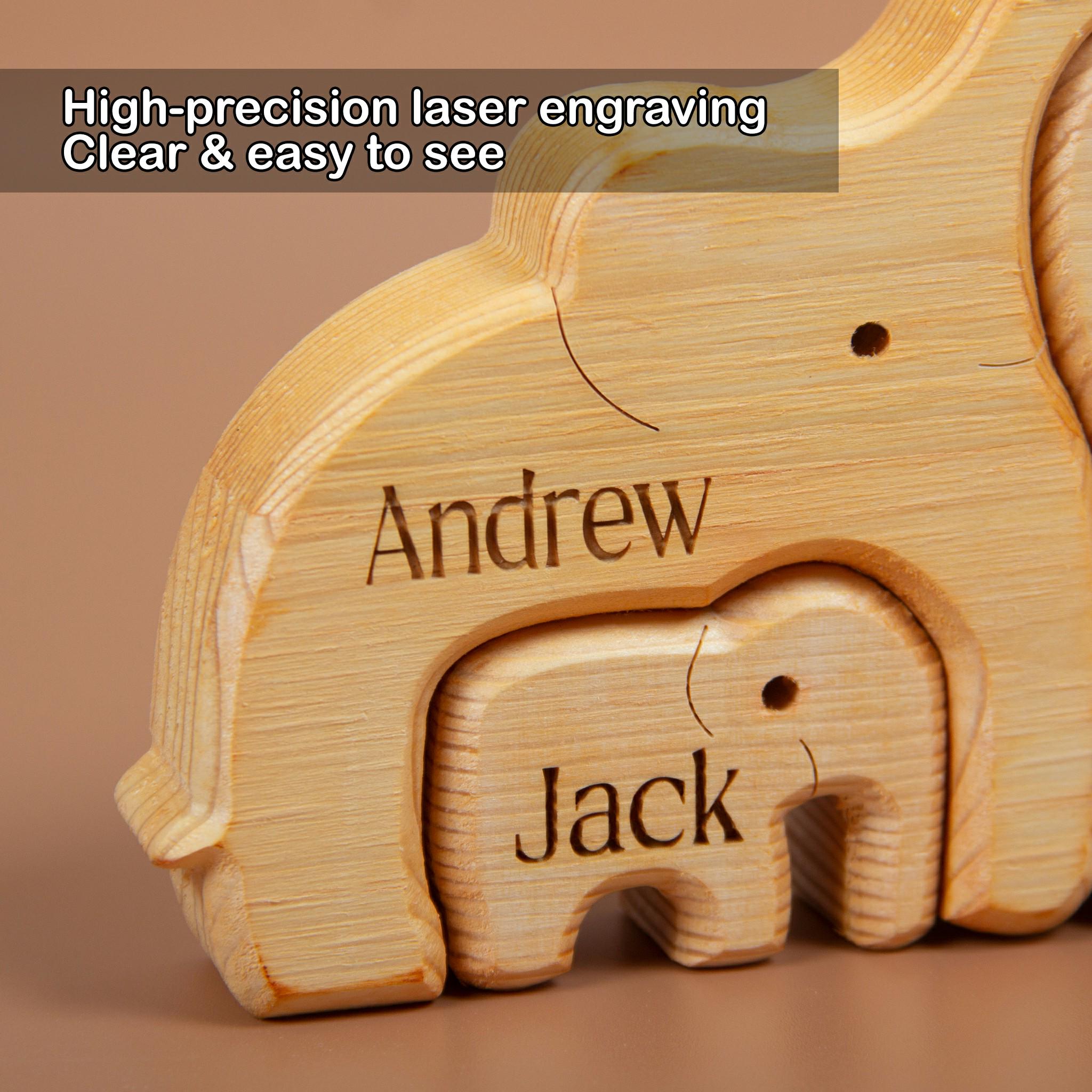 Custom Engraved Wooden Elephant Family Puzzle