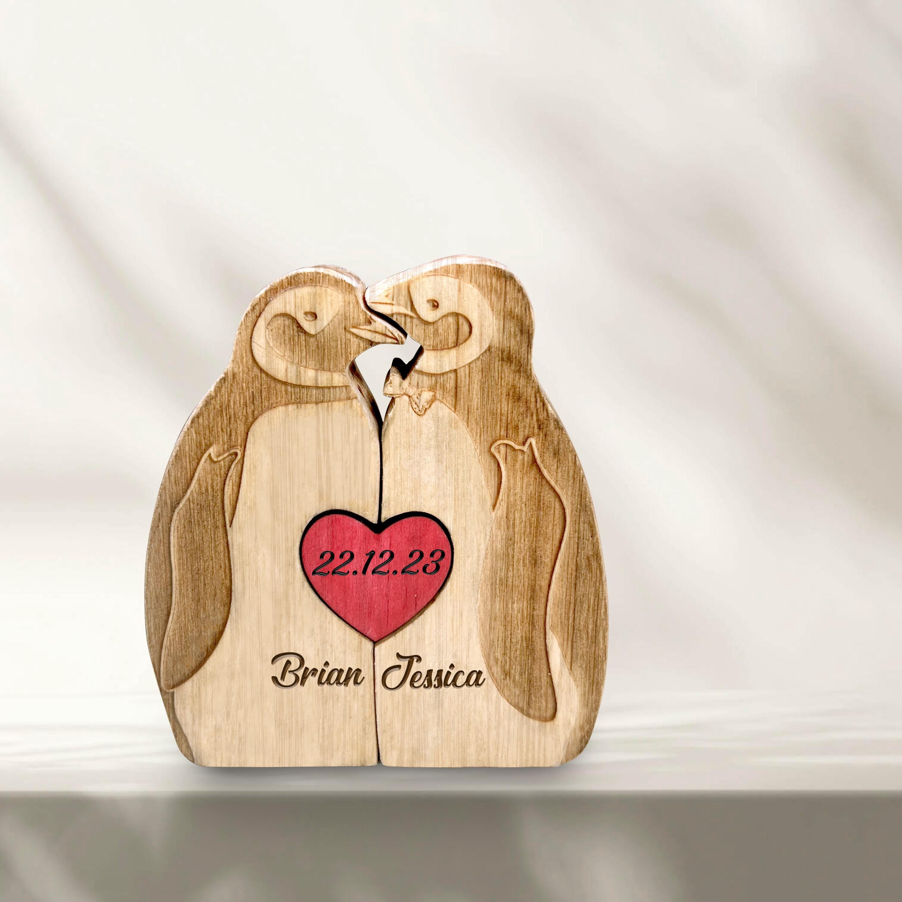Personalized Wooden Penguin Family Puzzle