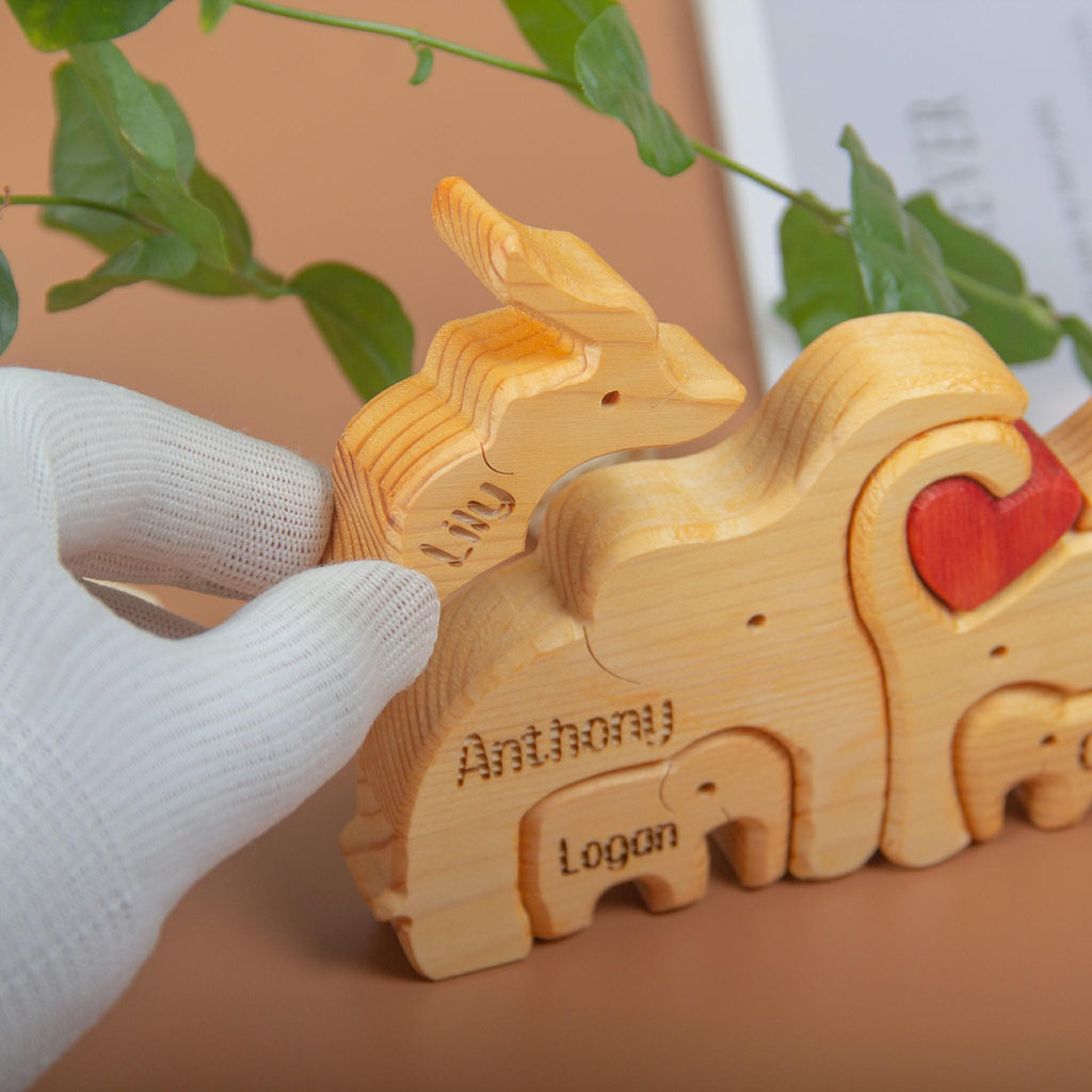Custom Engraved Wooden Elephant Family Puzzle