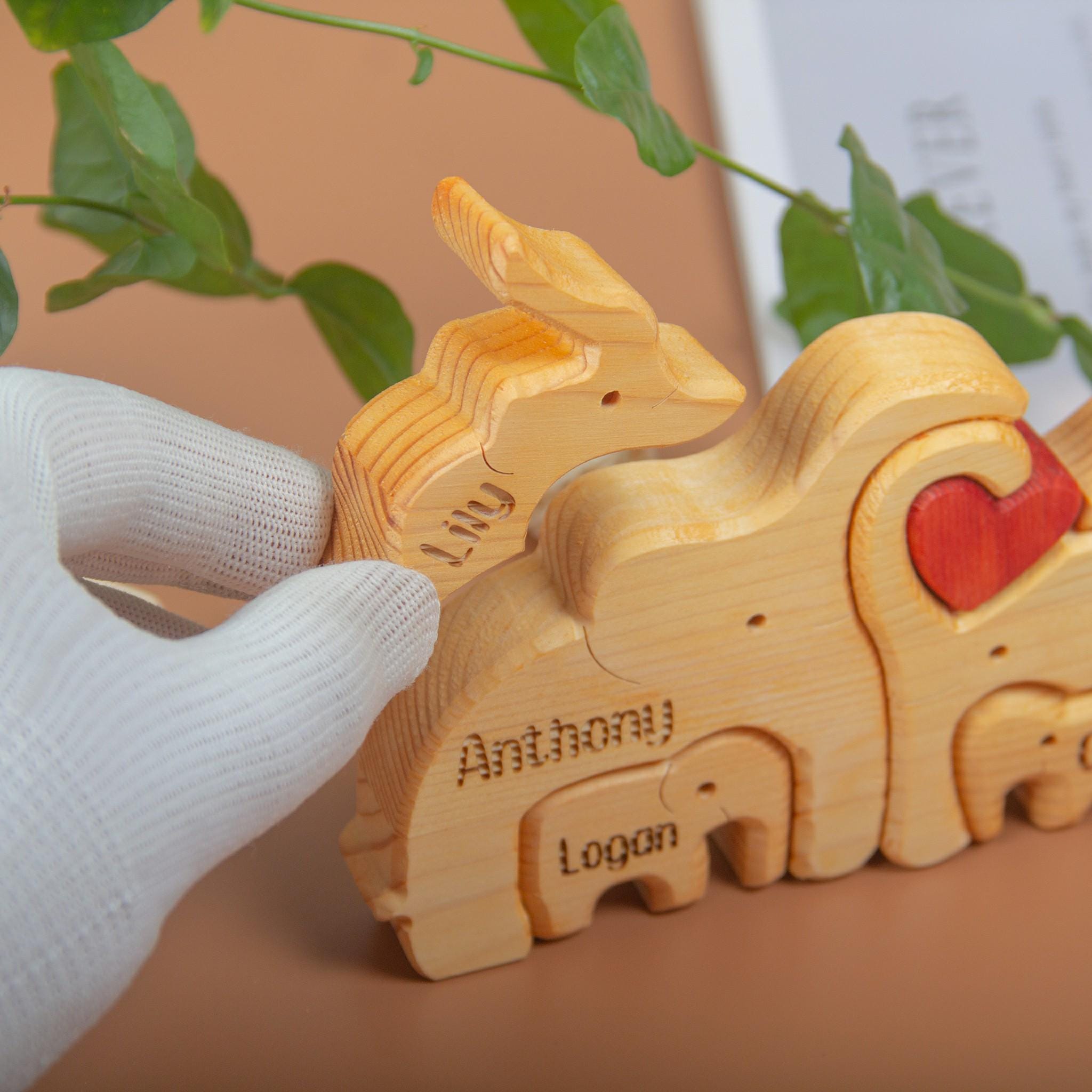 Custom Engraved Wooden Elephant Family Puzzle