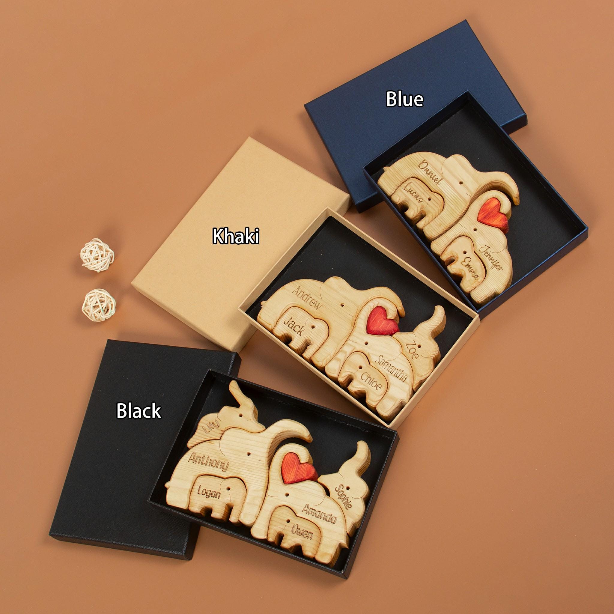 Custom Engraved Wooden Elephant Family Puzzle
