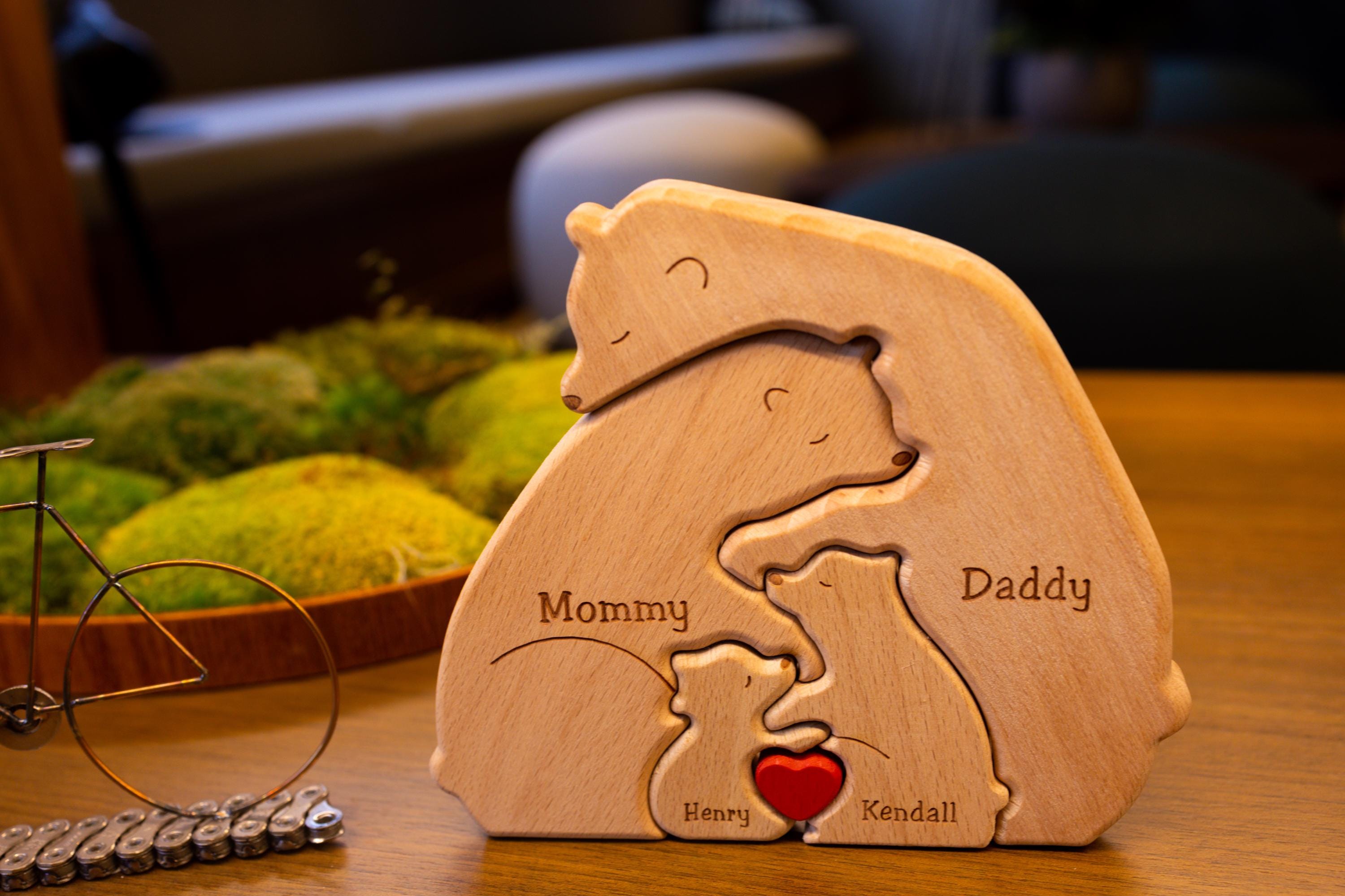 Personalized Wooden Bear Family Puzzle