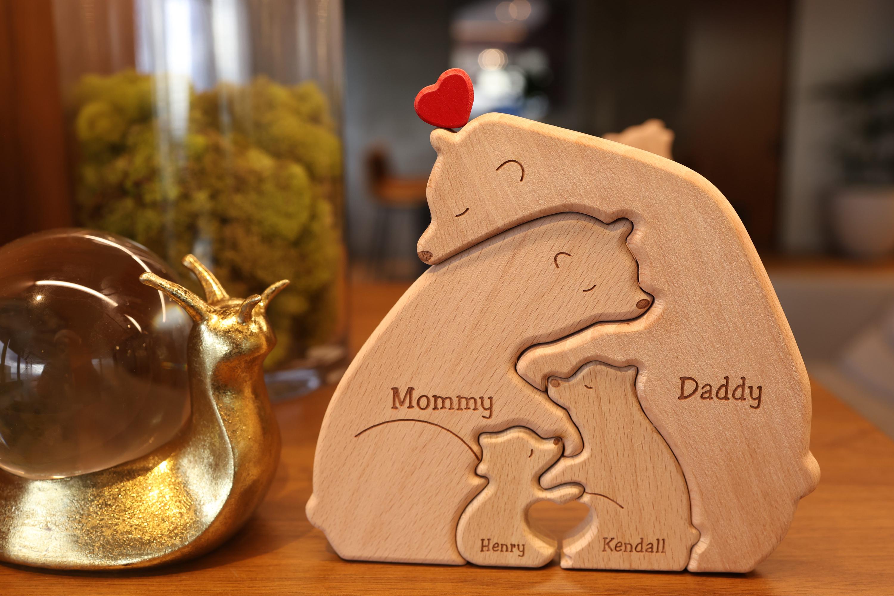 Personalized Wooden Bear Family Puzzle