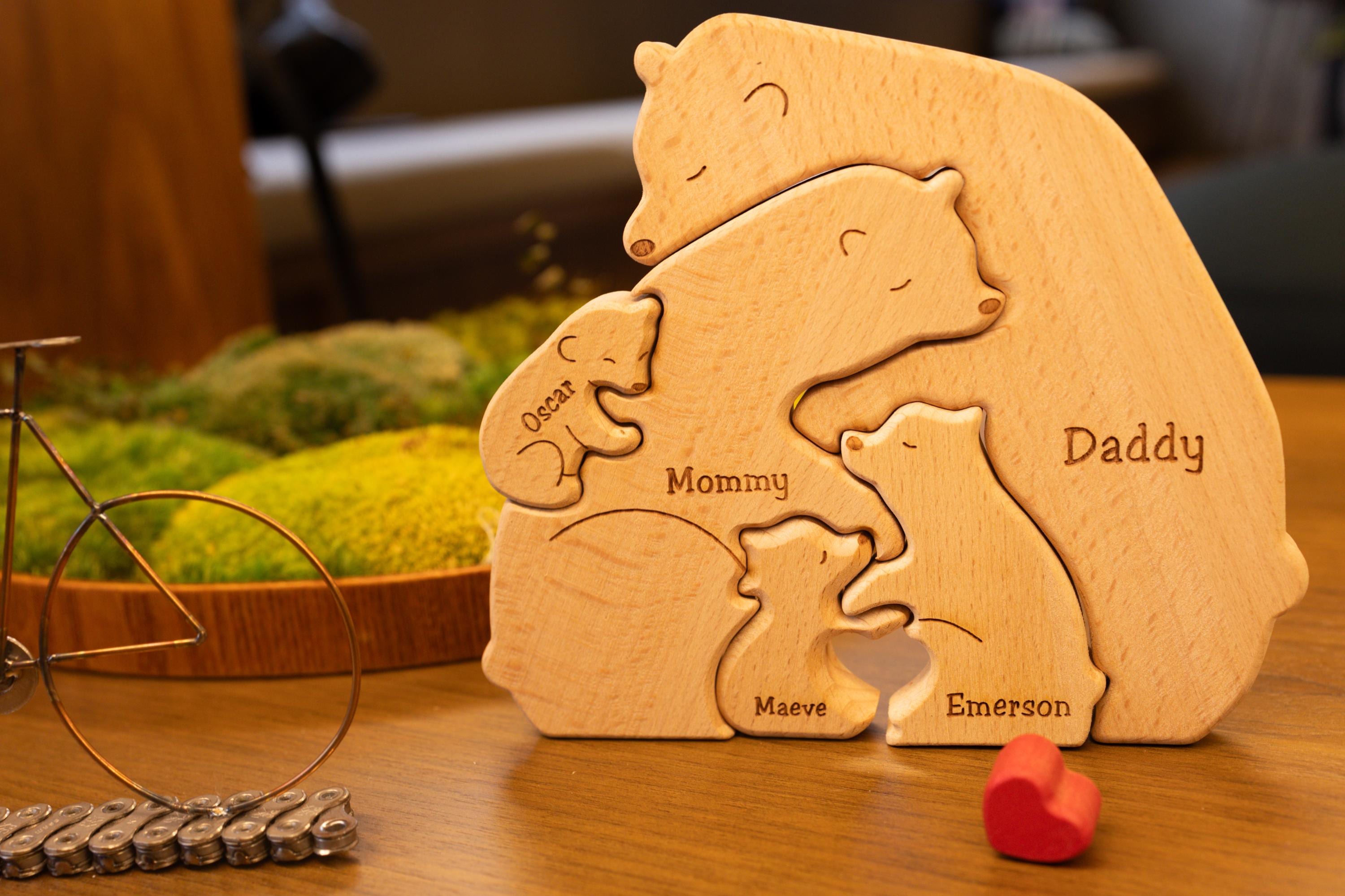 Personalized Wooden Bear Family Puzzle