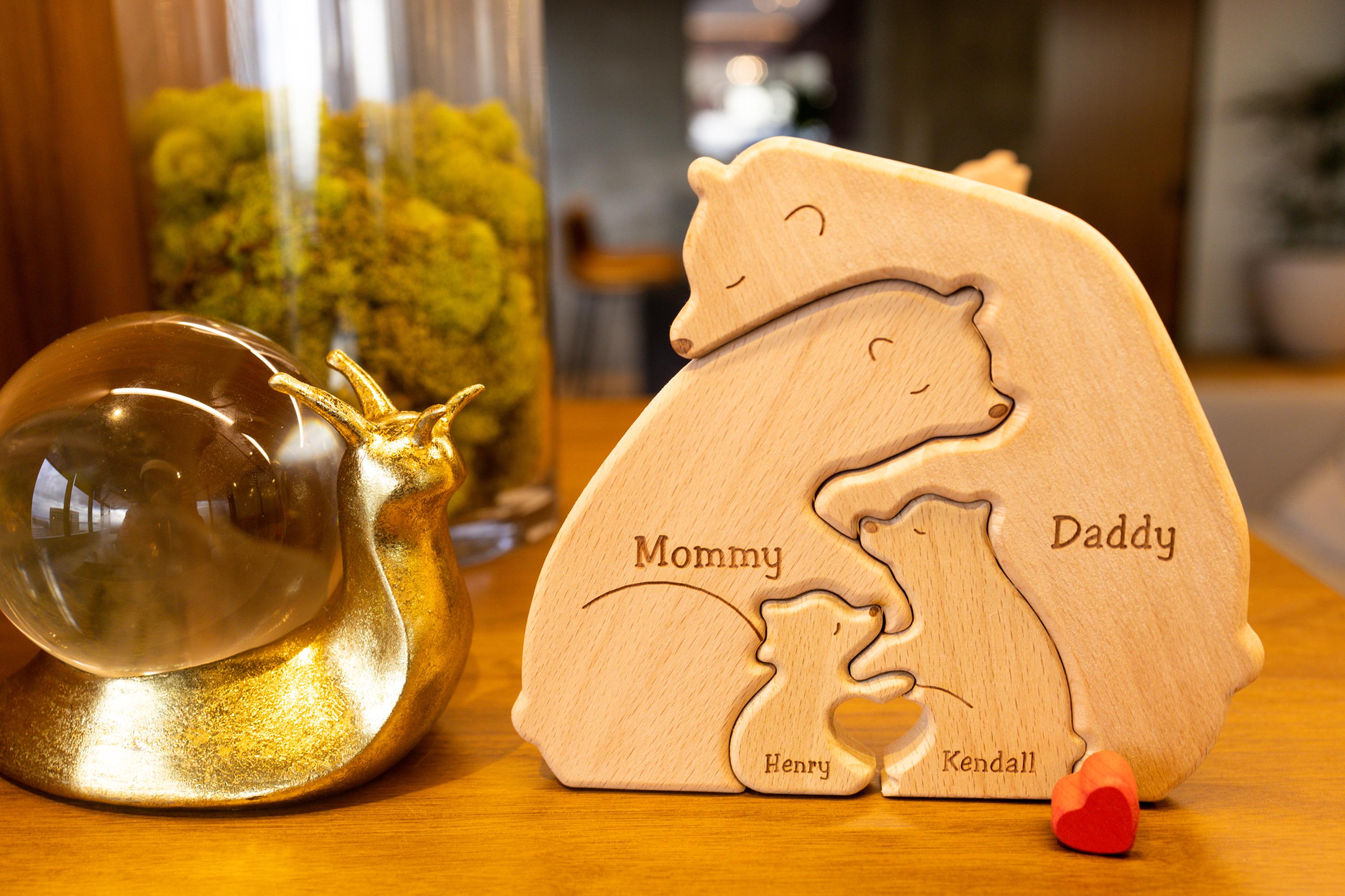 Personalized Wooden Bear Family Puzzle