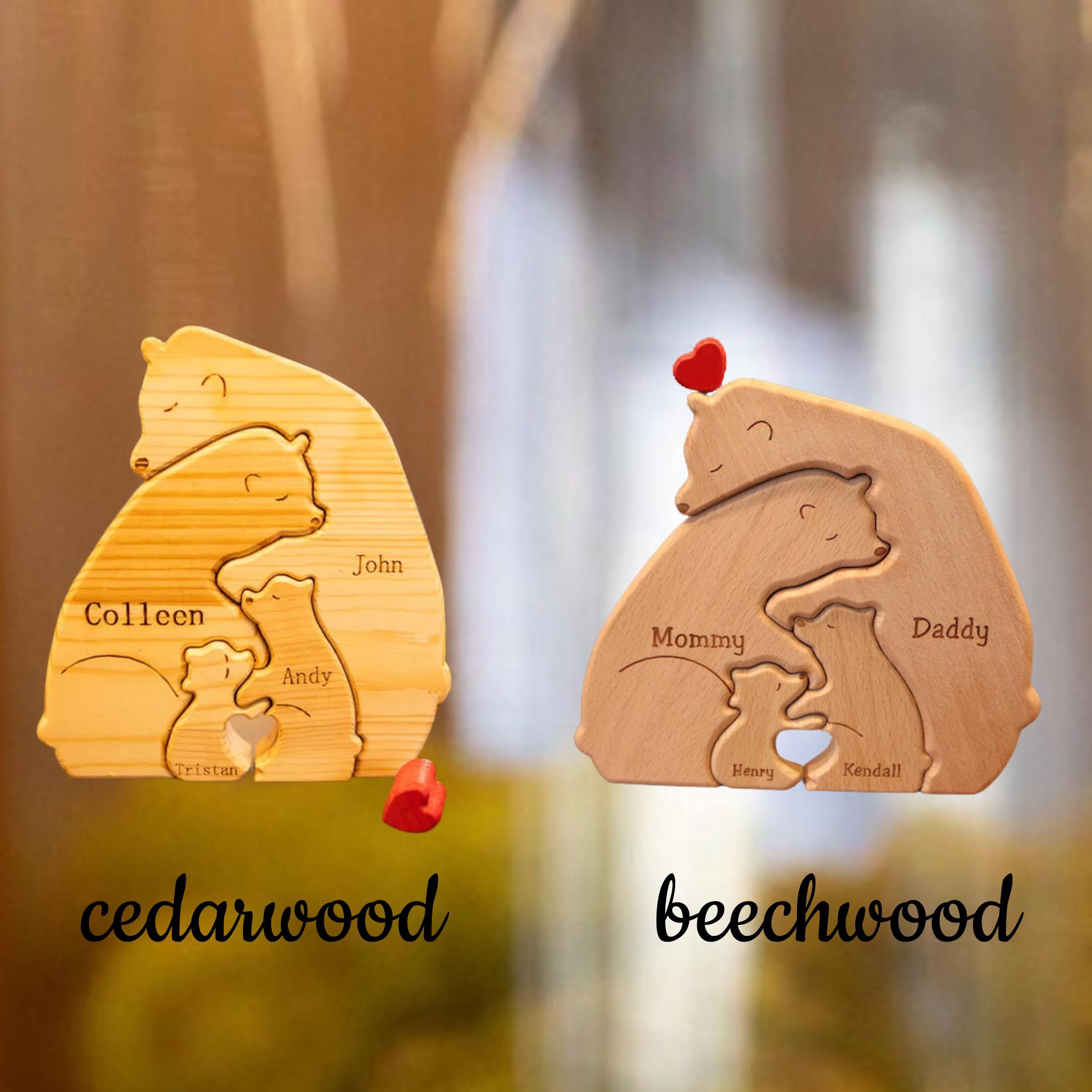 Personalized Wooden Bear Family Puzzle