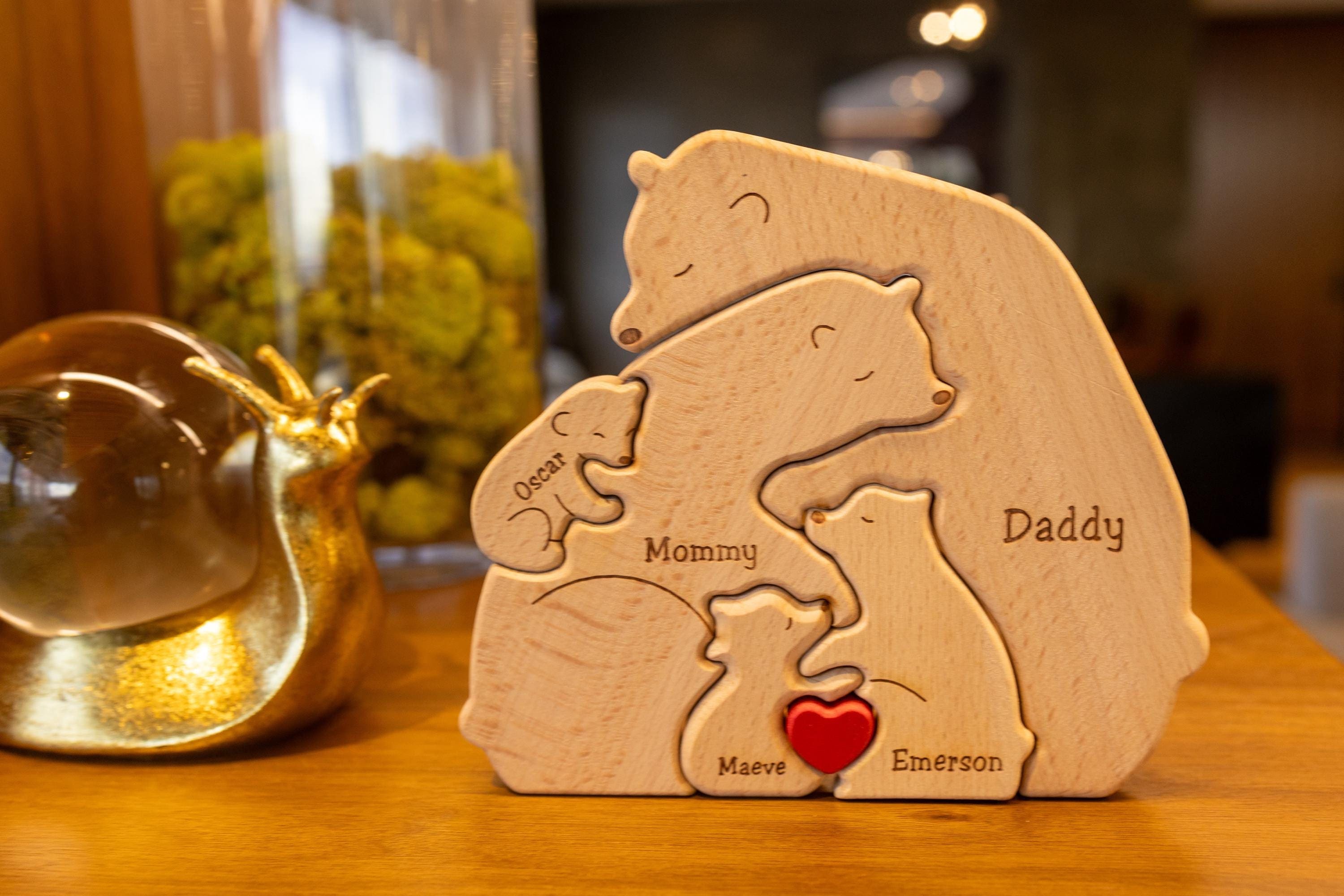 Personalized Wooden Bear Family Puzzle