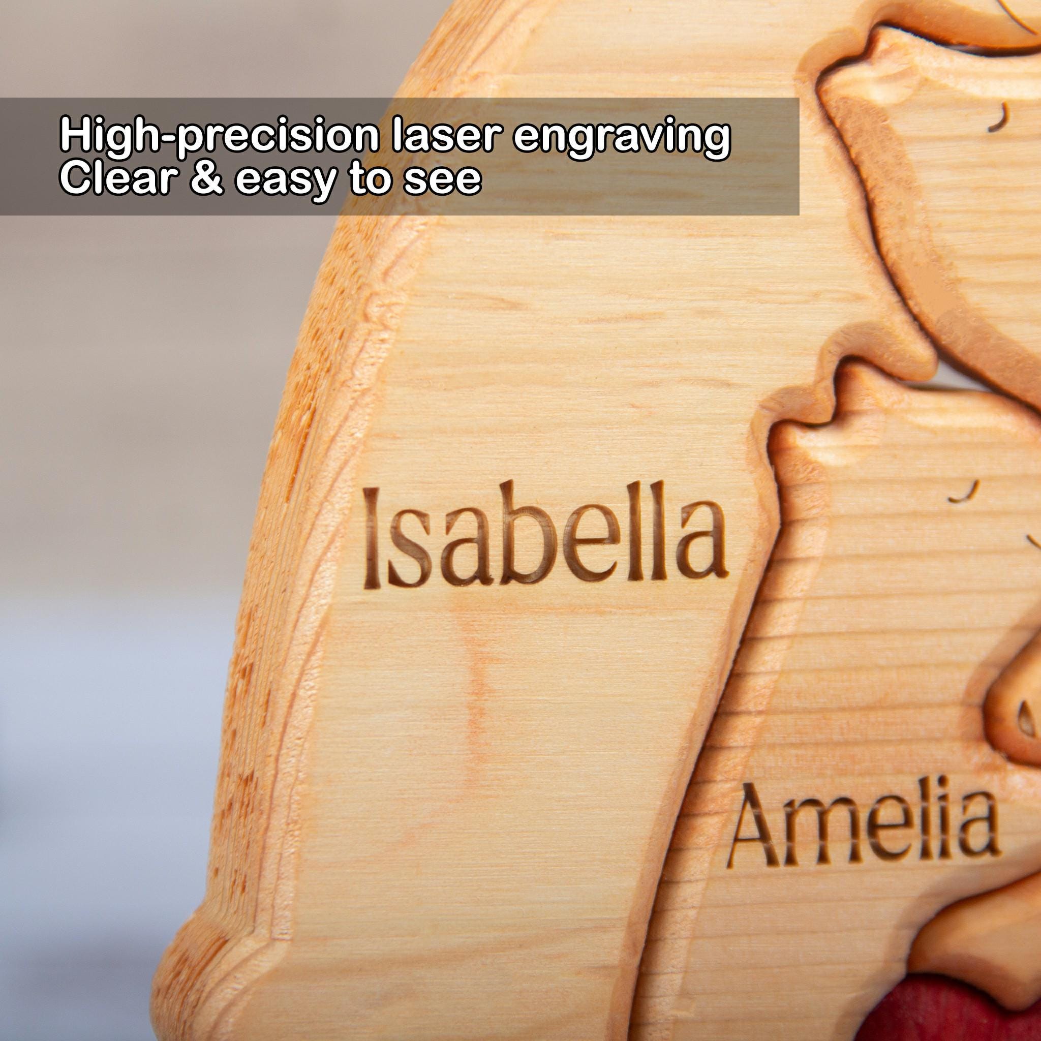 Custom Engraved Wooden Bear Family Puzzle