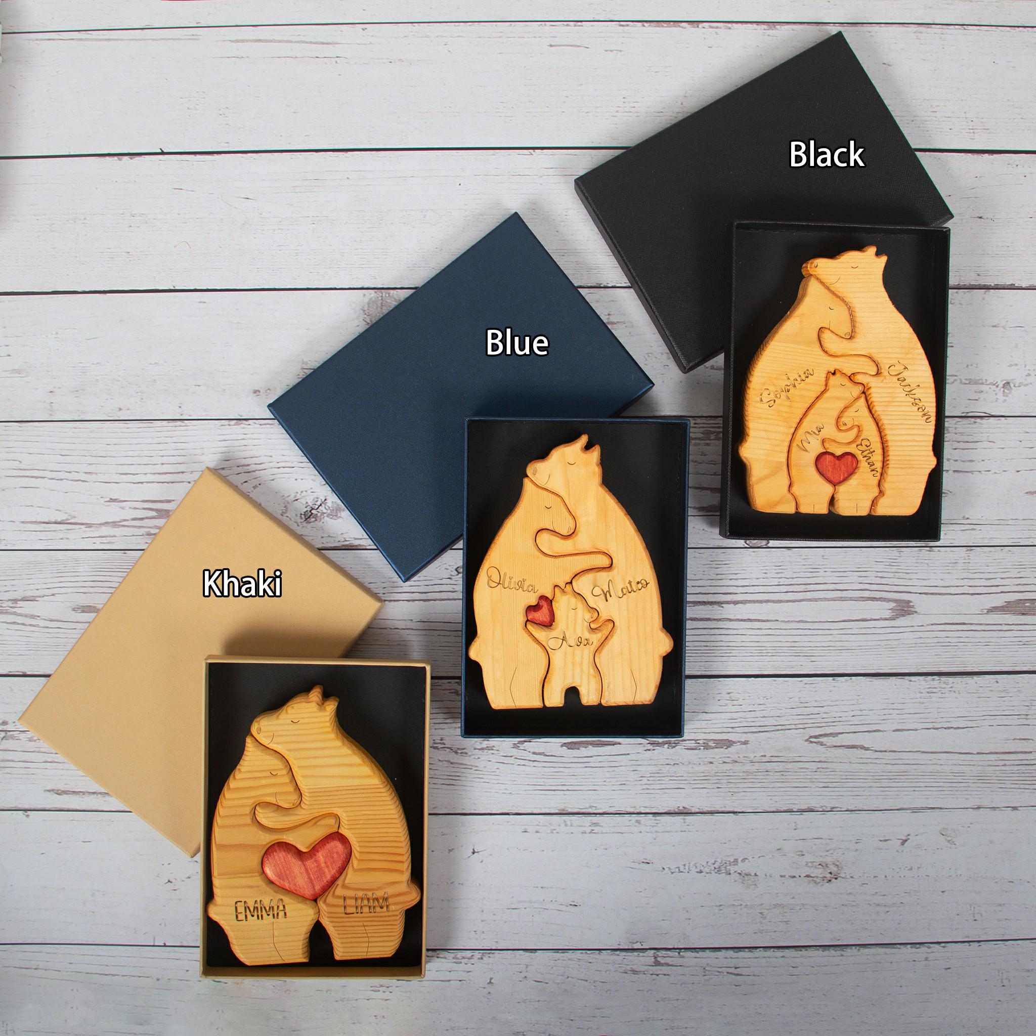 Custom Engraved Wooden Bear Family Puzzle