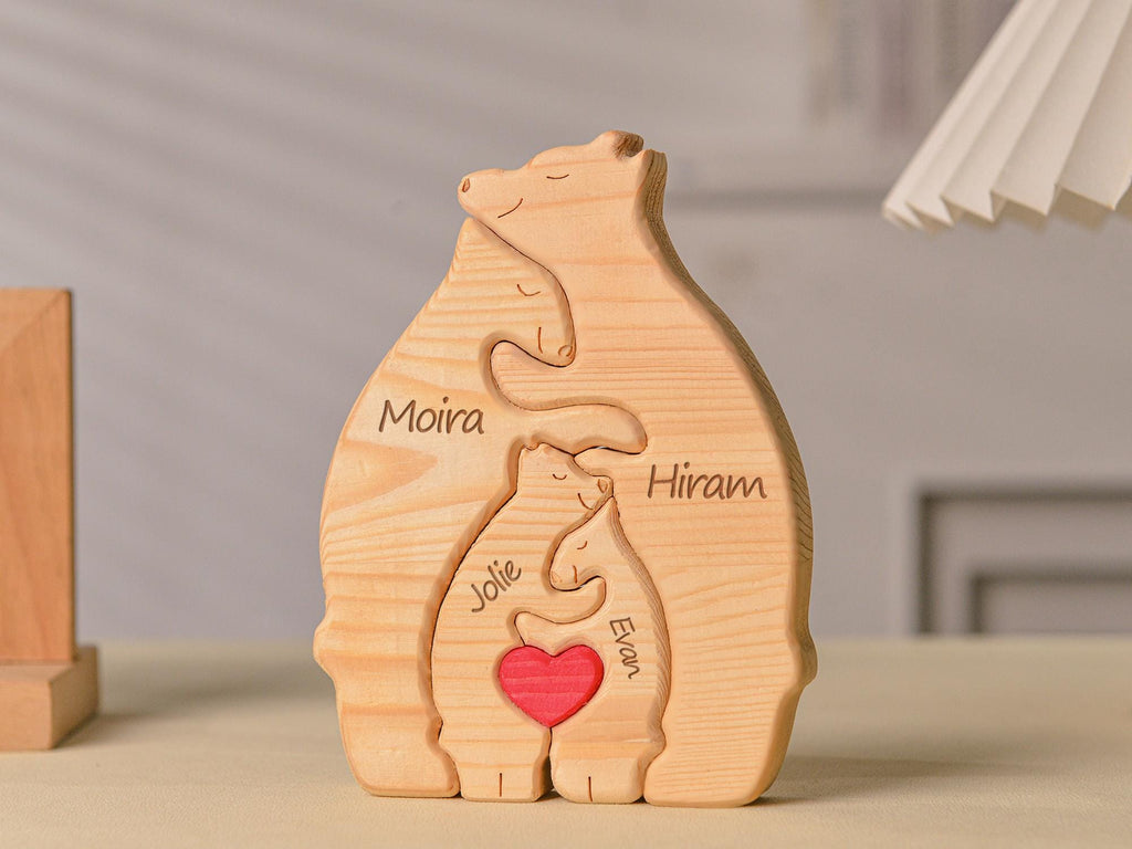 Personalized Wooden Bear Family Puzzle