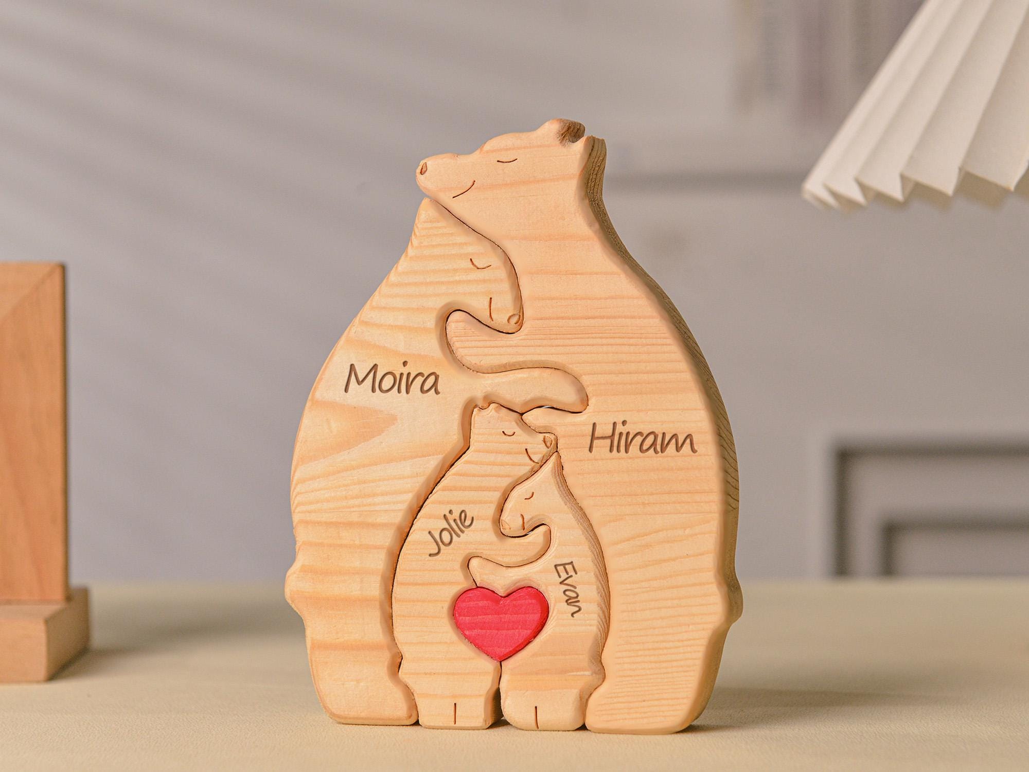 Personalized Wooden Bear Family Puzzle