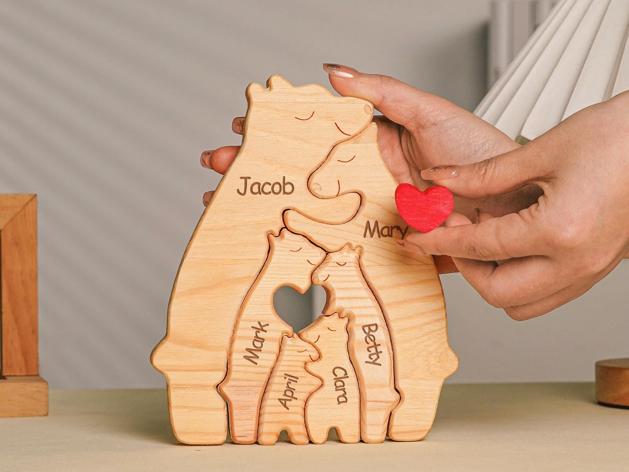 Personalized Wooden Bear Family Puzzle