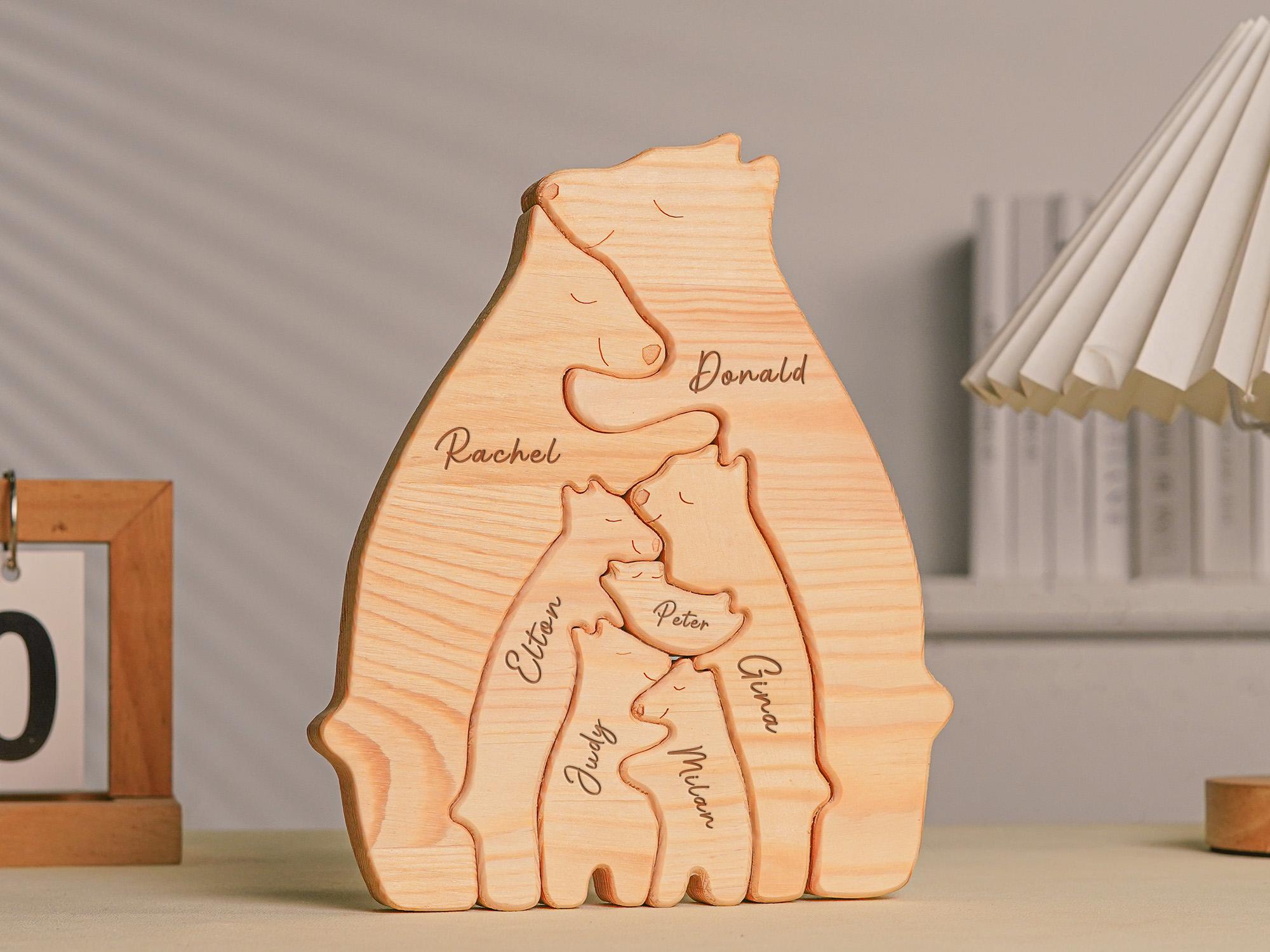 Personalized Wooden Bear Family Puzzle