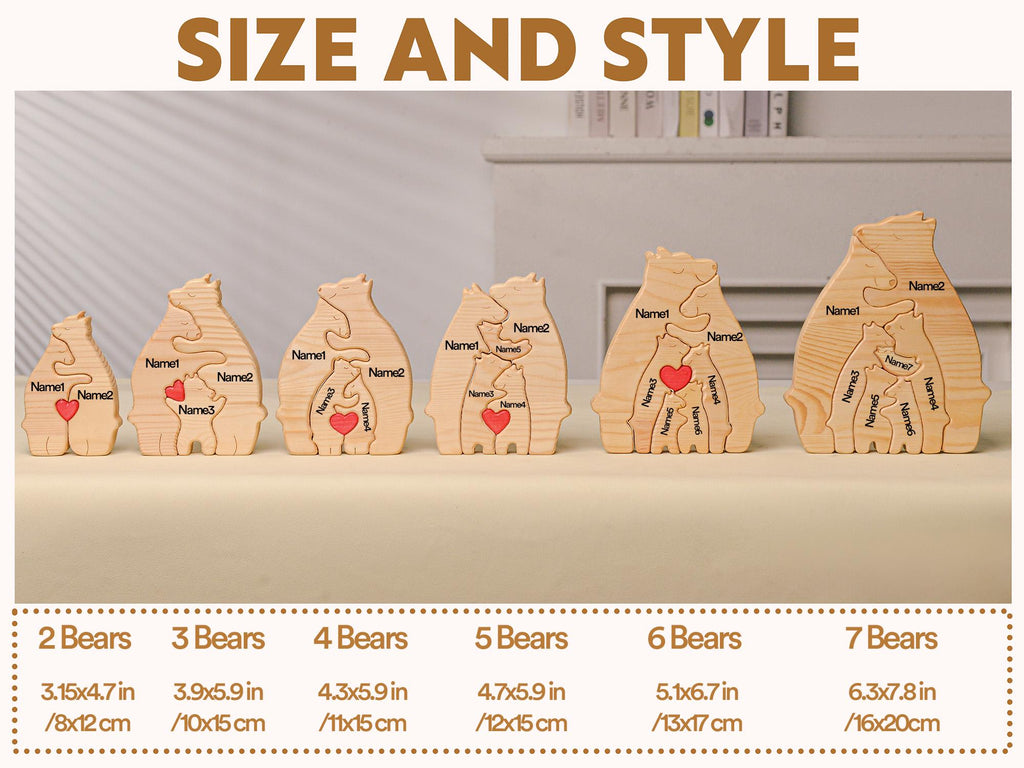 Personalized Wooden Bear Family Puzzle