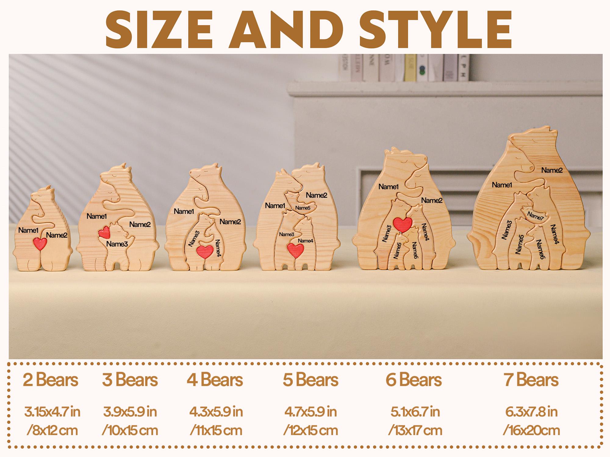 Personalized Wooden Bear Family Puzzle