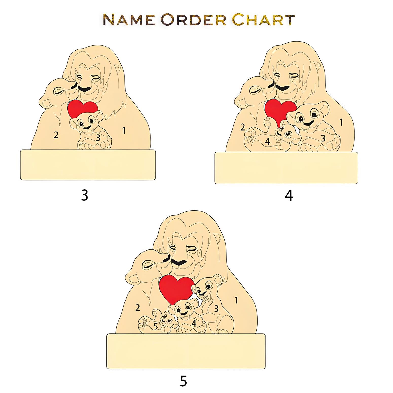 Personalized Wooden Lion Family Puzzle