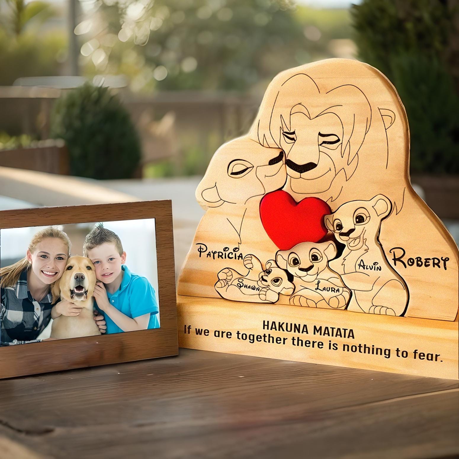 Personalized Wooden Lion Family Puzzle