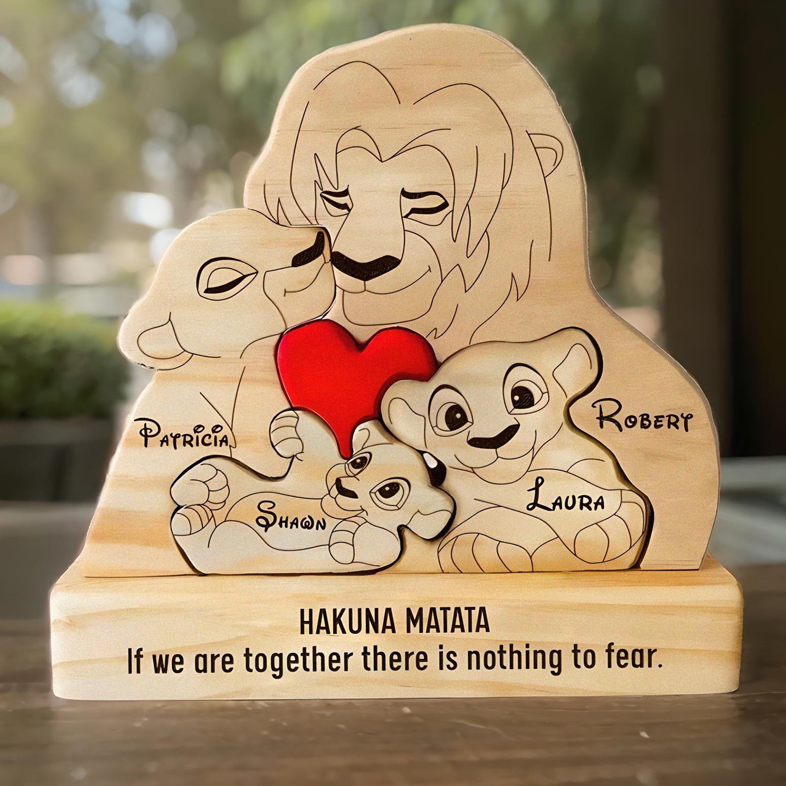 Personalized Wooden Lion Family Puzzle